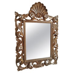 Golden Framed Hand Crafted Wood Gilded Wall Mirror Early XX. Century Italy