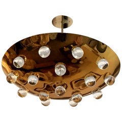 Golden French 1960s Pendant Flush Light