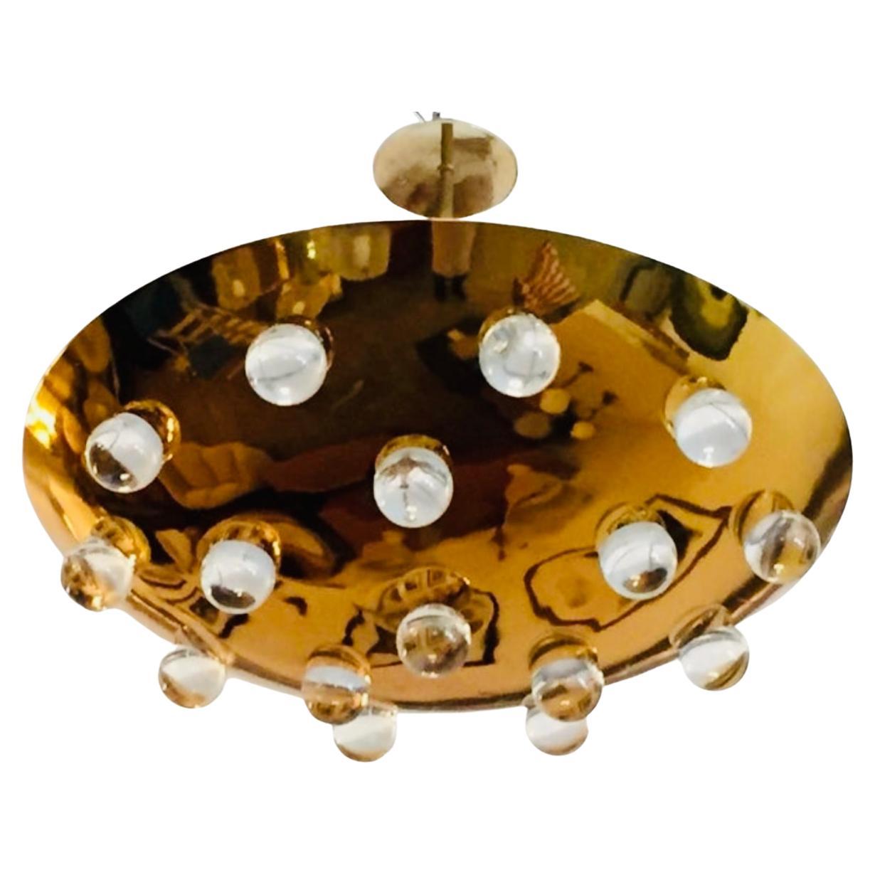 Golden French 1960s Pendant Flush Light