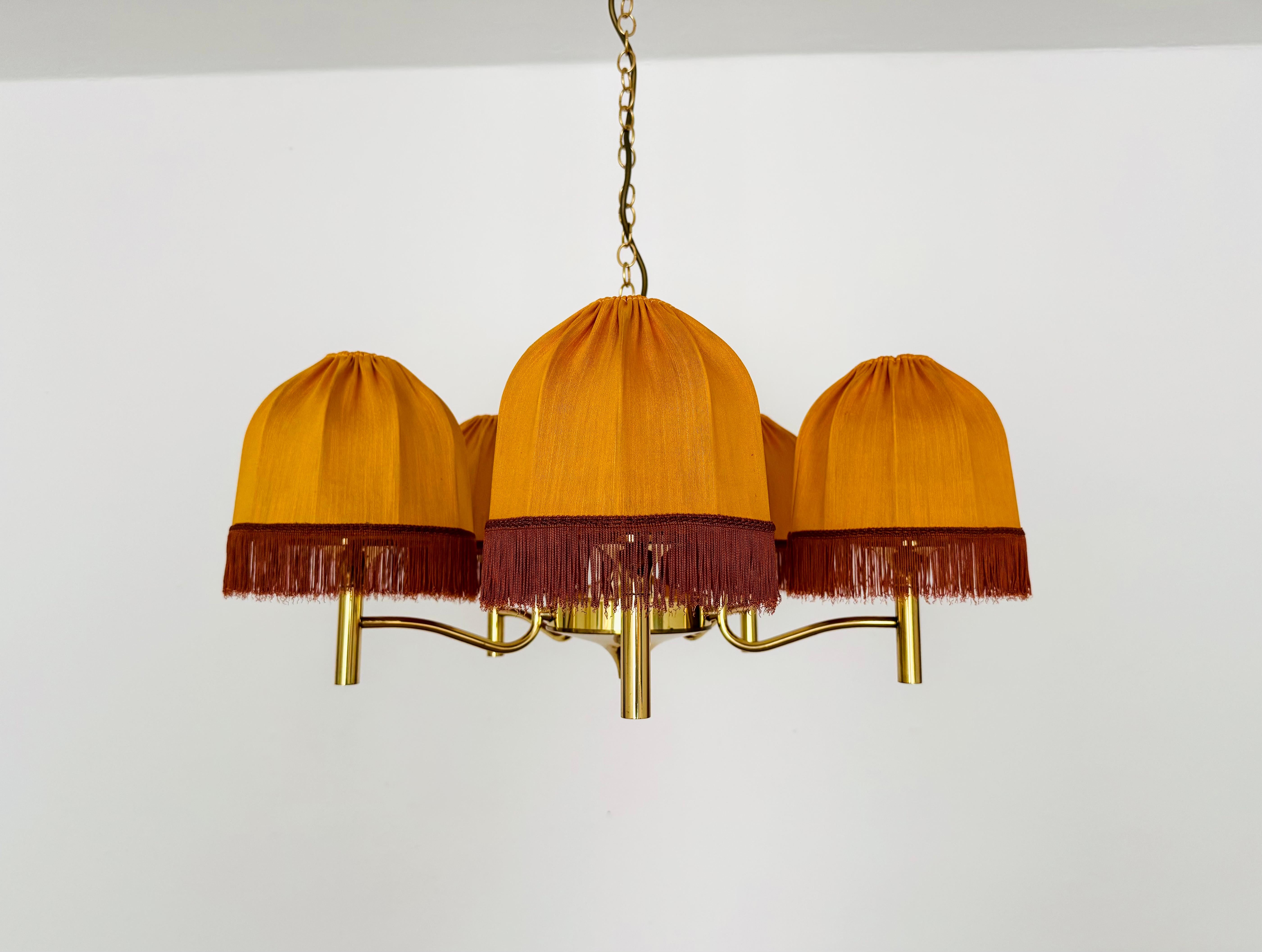 Mid-Century Modern Golden Fringe Chandelier For Sale