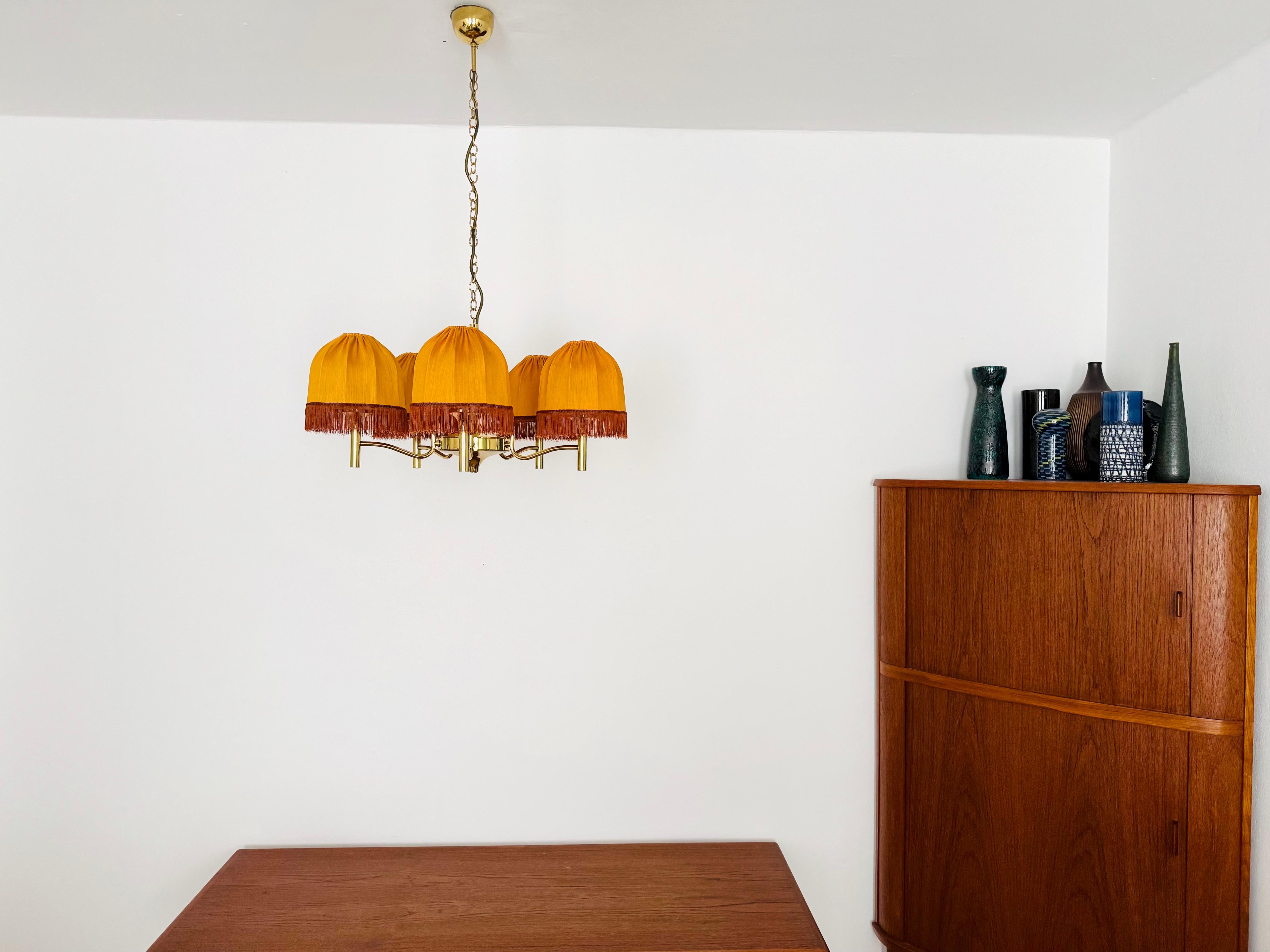 Metal Golden Fringe Chandelier For Sale