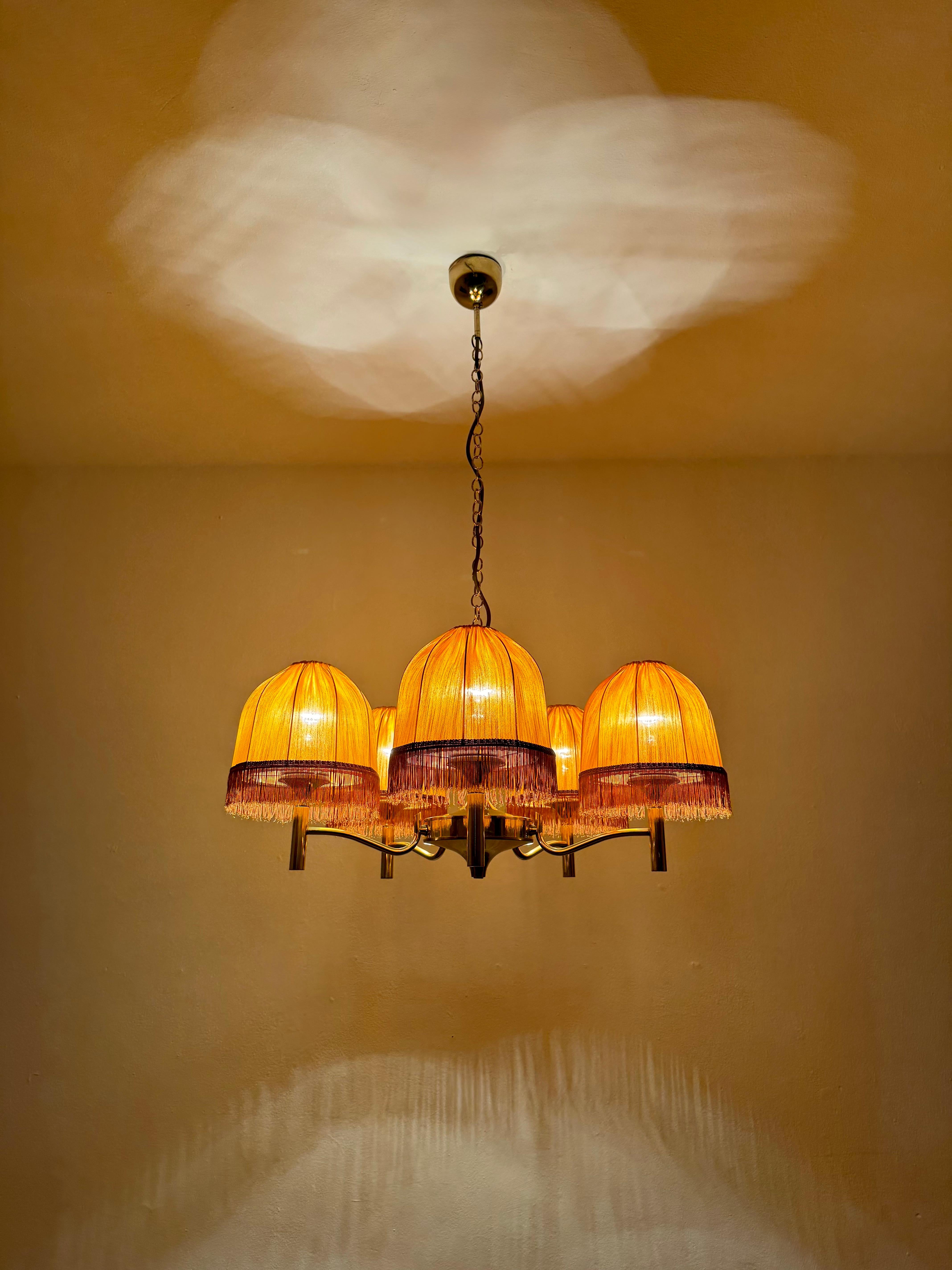 Golden Fringe Chandelier For Sale 1