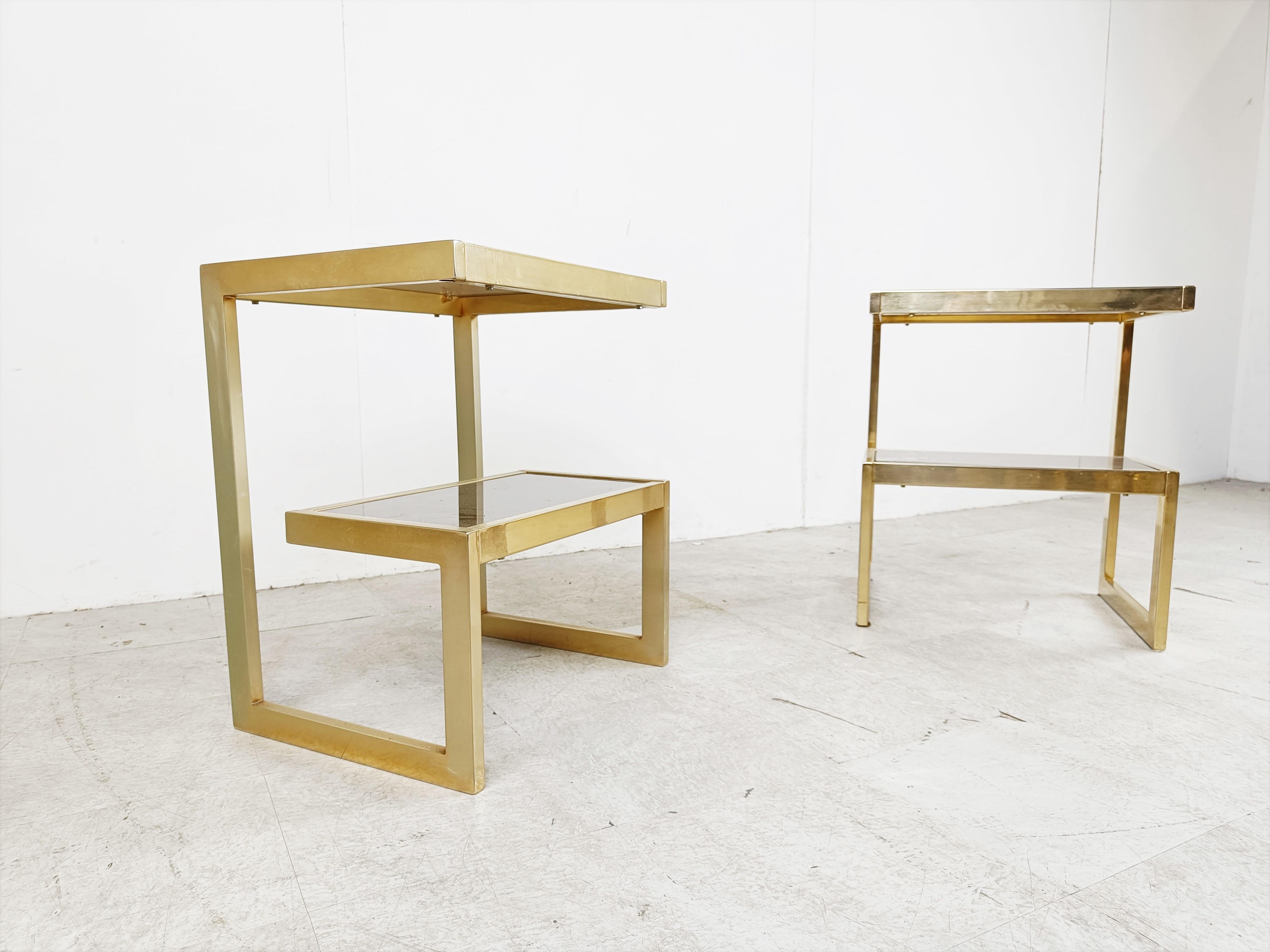 Golden G side tables by Belgochrom, set of two, 1970s 2