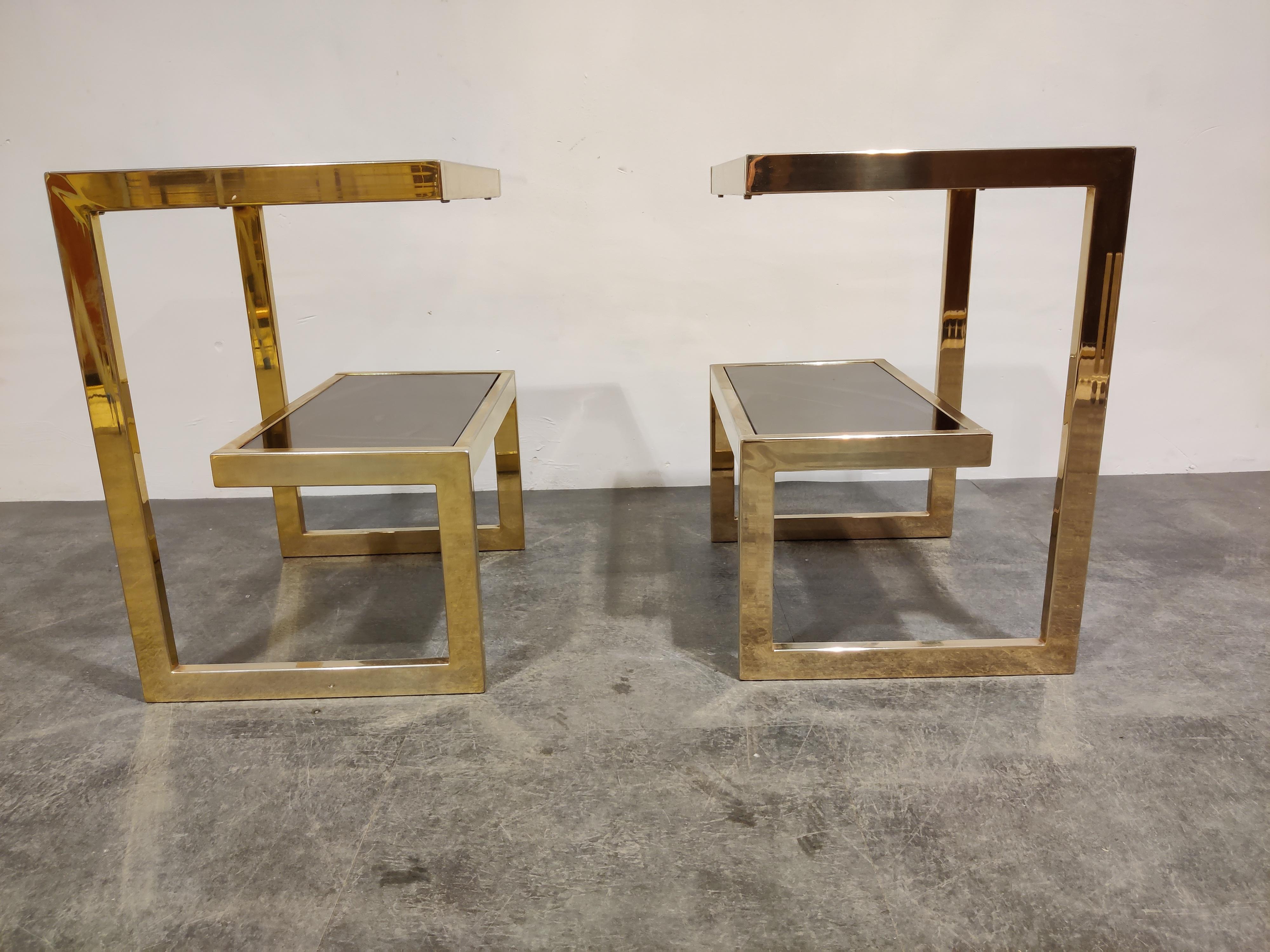 Hollywood Regency Golden G Side Tables by Belgochrom, Set of Two, 1970s