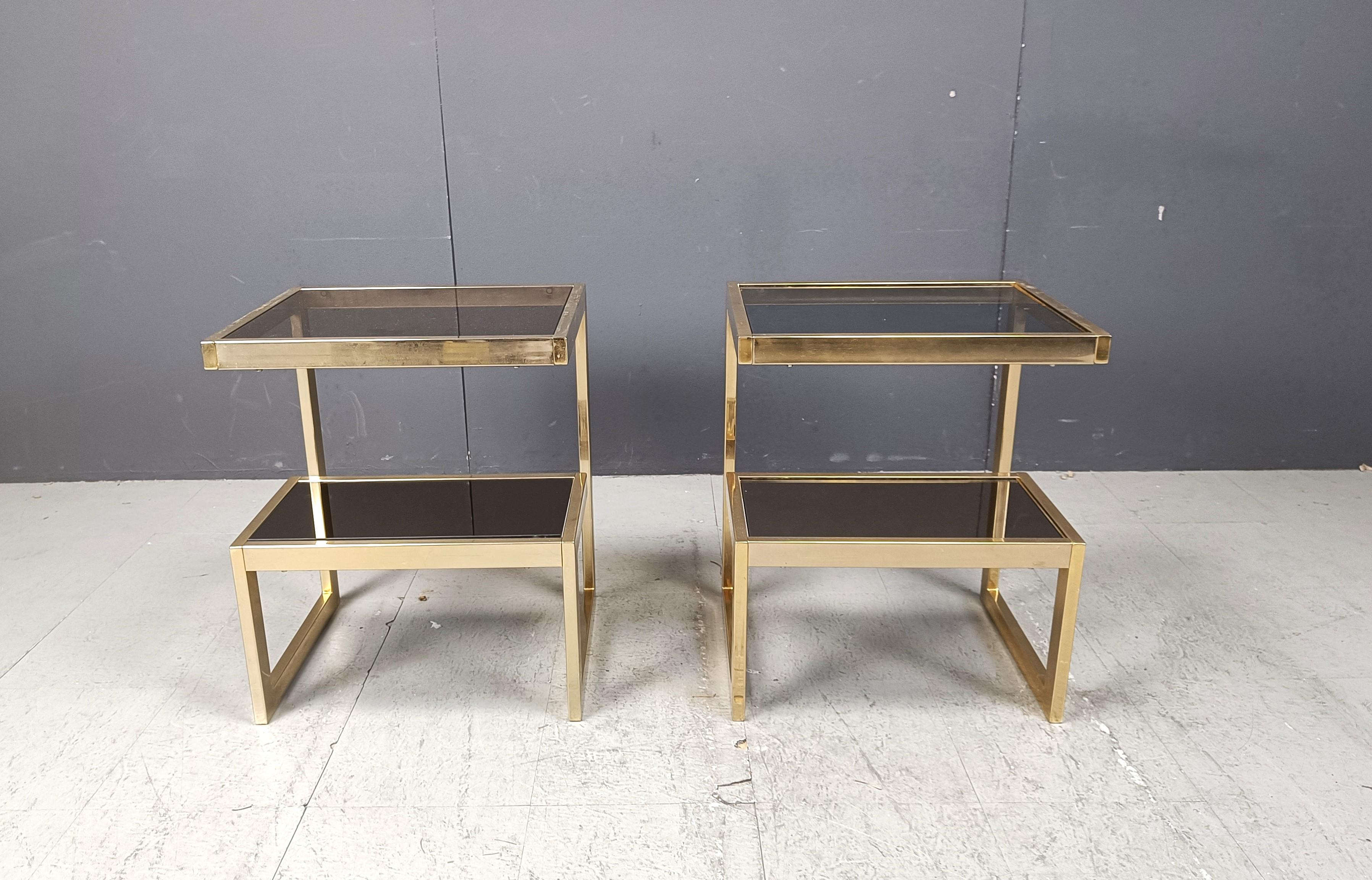 Hollywood Regency Tables d'appoint Golden G de Belgochrom, ensemble de deux, 1970