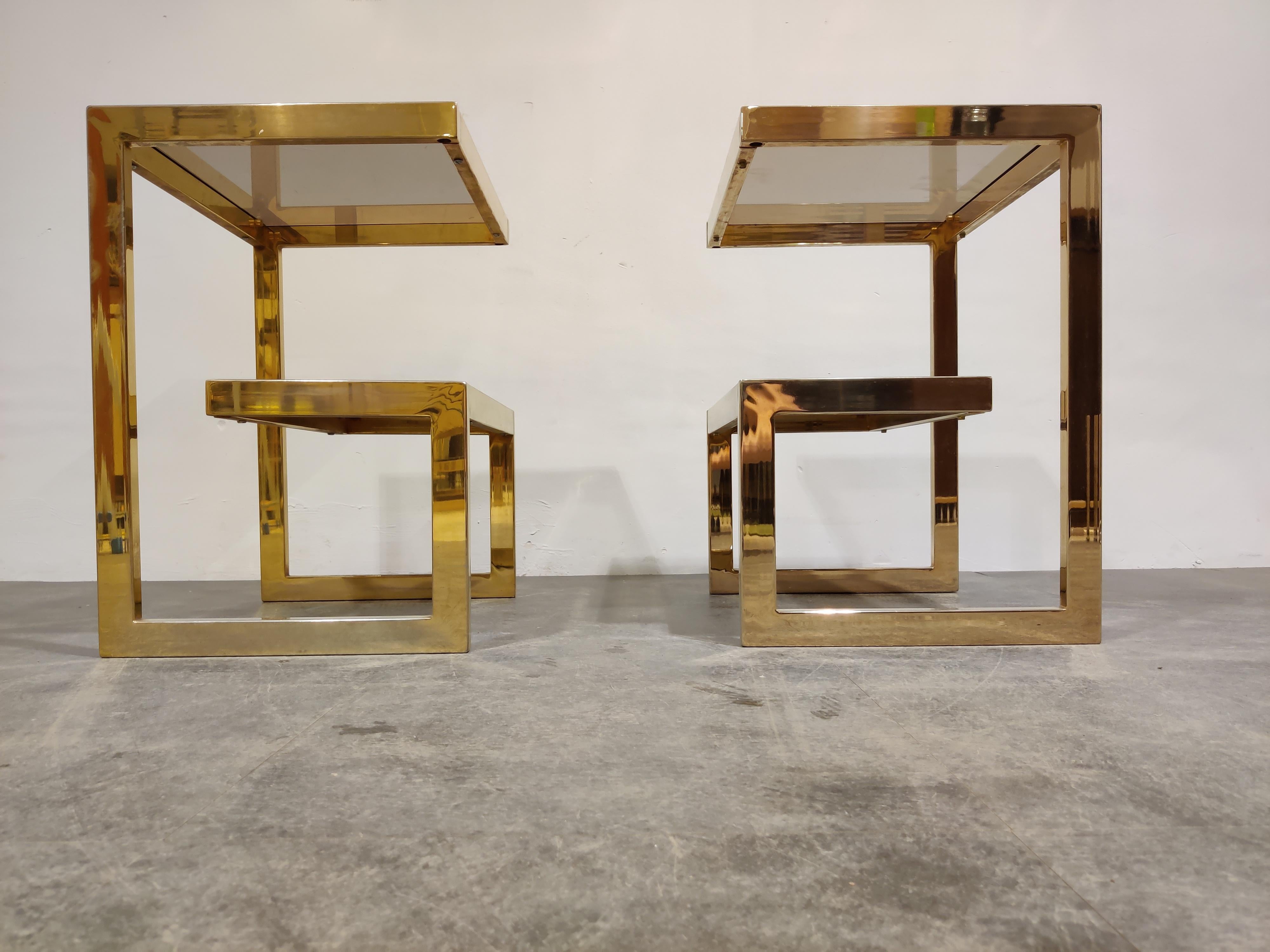 Belgian Golden G Side Tables by Belgochrom, Set of Two, 1970s