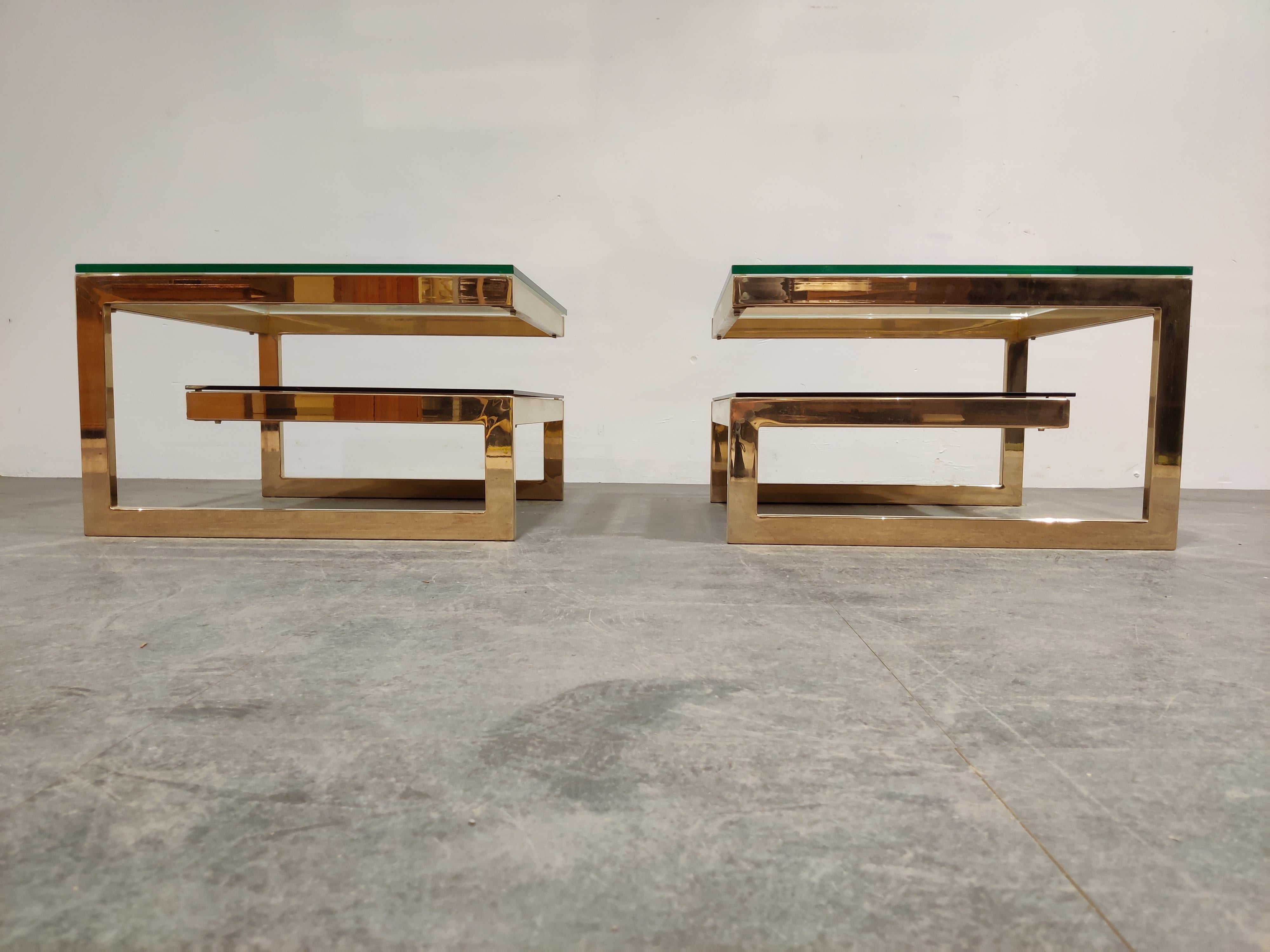 Belgian Golden G Side Tables by Belgochrom, Set of Two, 1970s