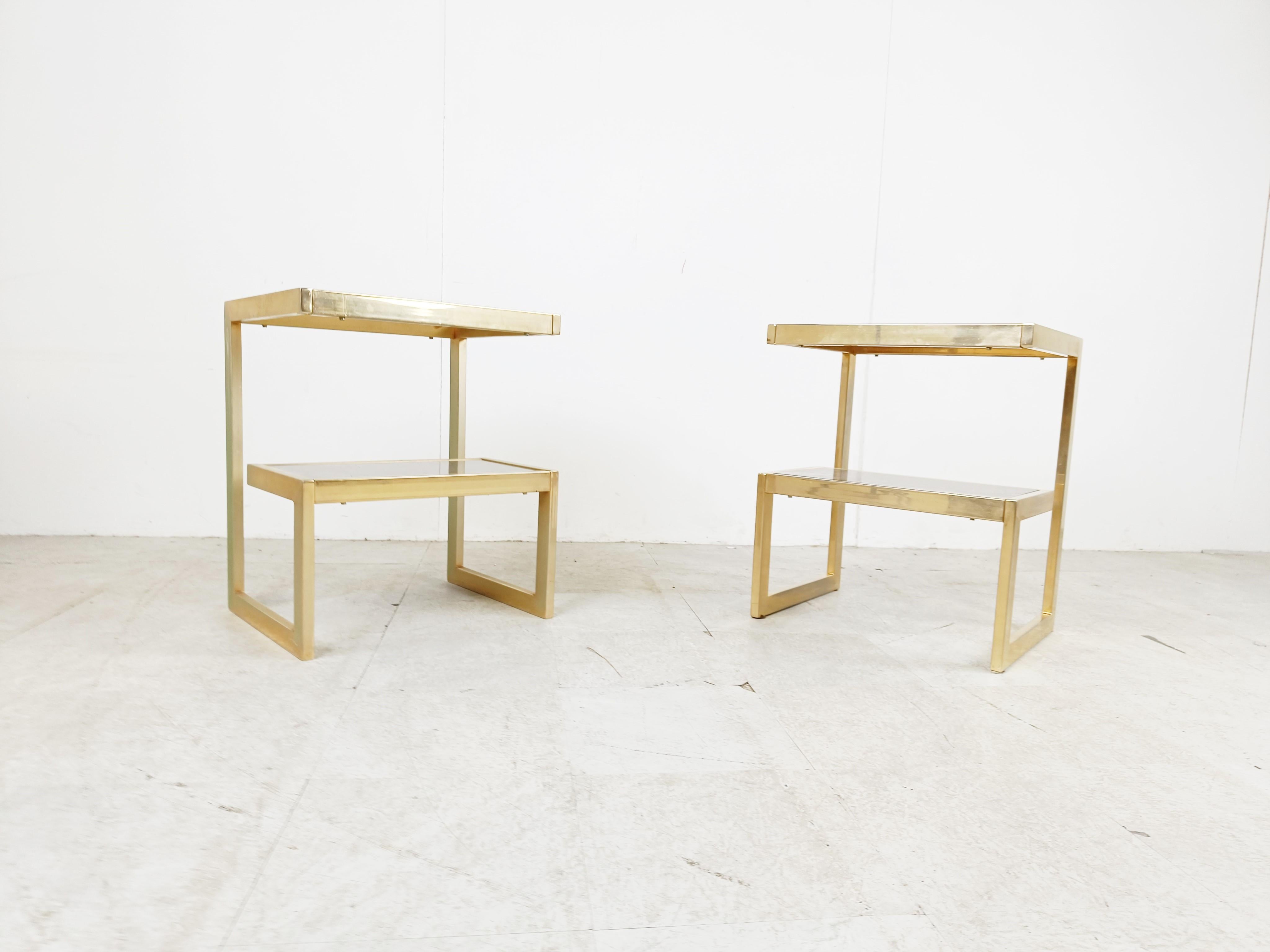 Hollywood Regency Golden G side tables by Belgochrom, set of two, 1970s