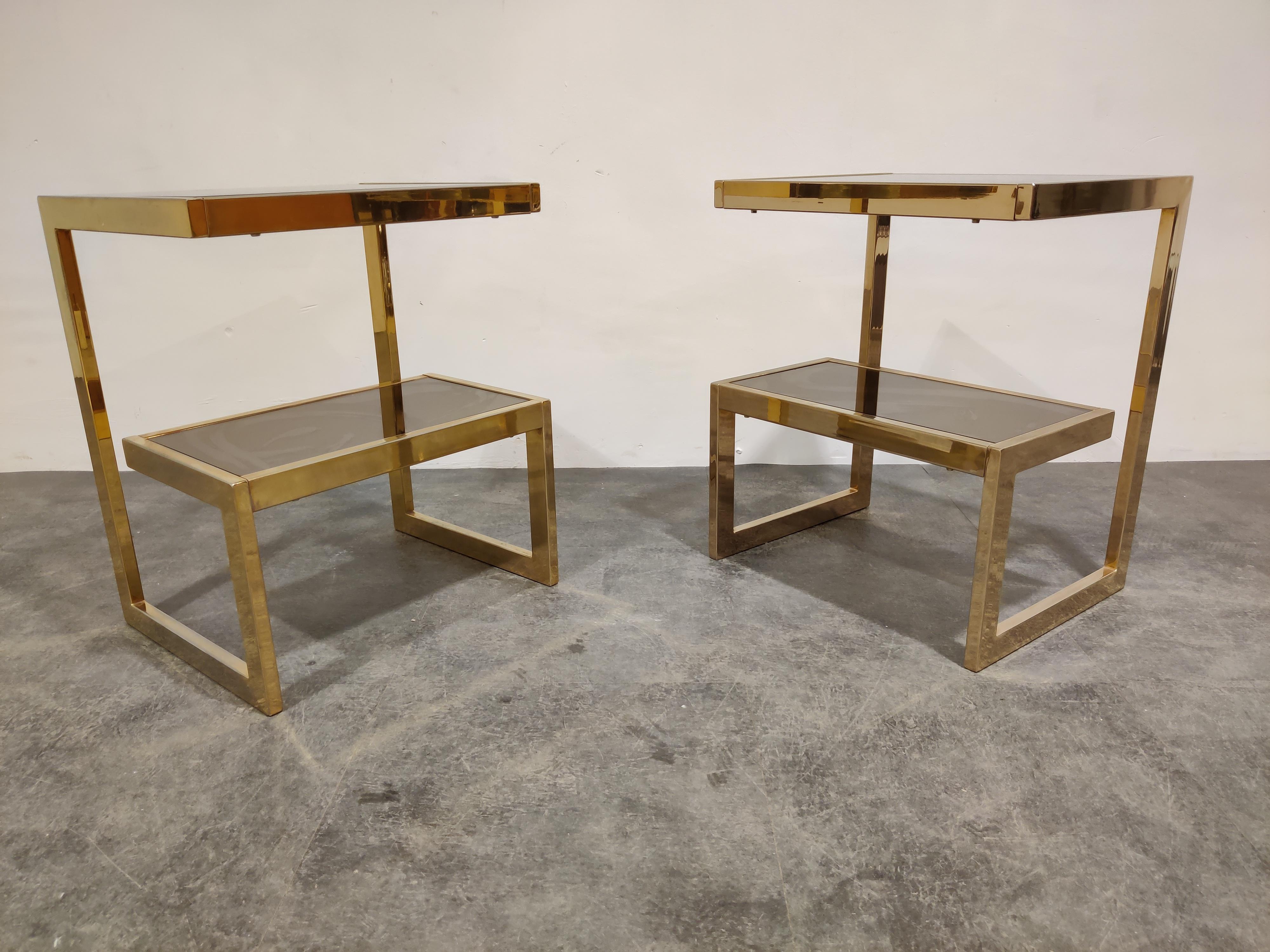 Golden G Side Tables by Belgochrom, Set of Two, 1970s In Good Condition In HEVERLEE, BE