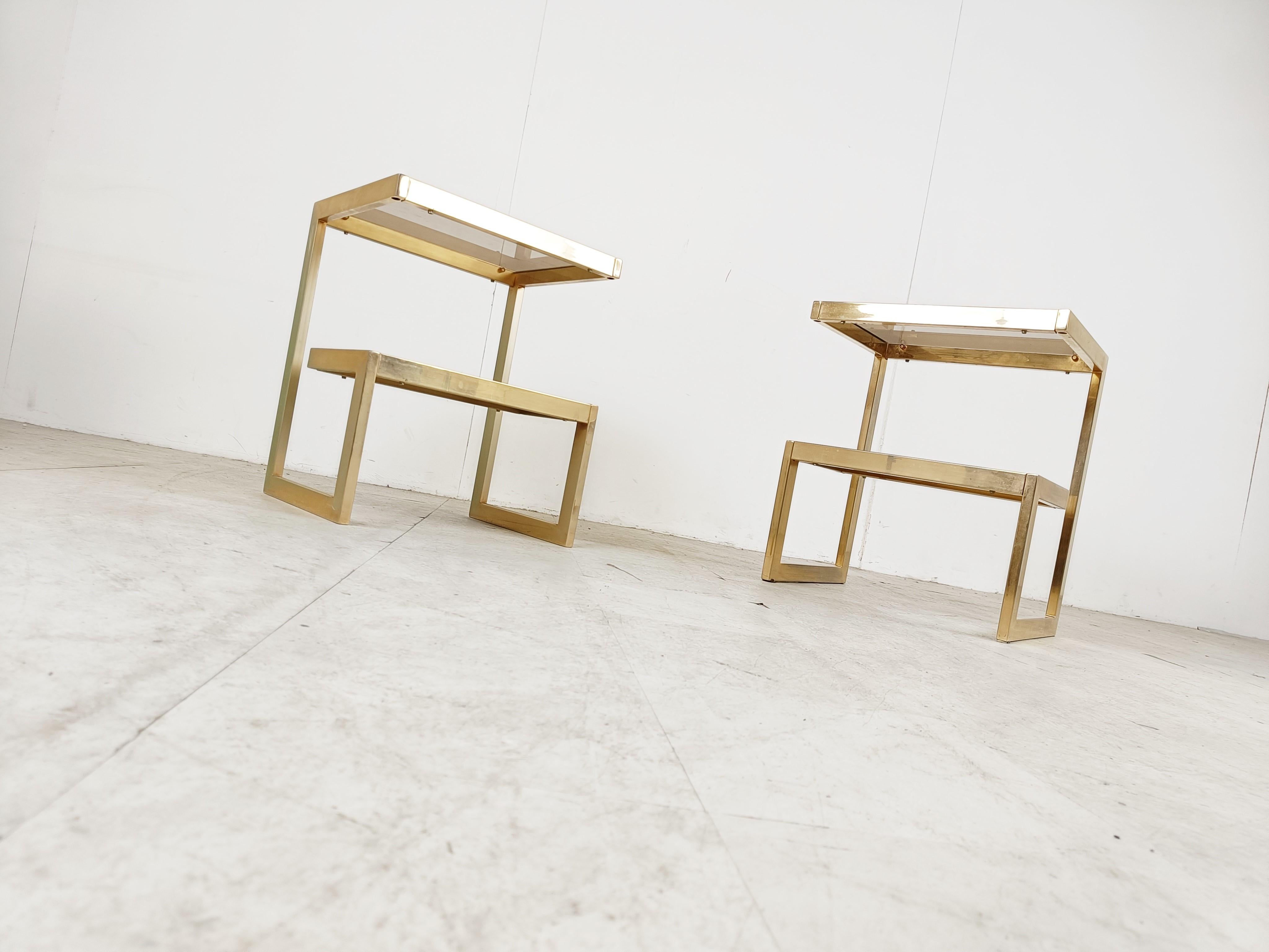 Belgian Golden G side tables by Belgochrom, set of two, 1970s