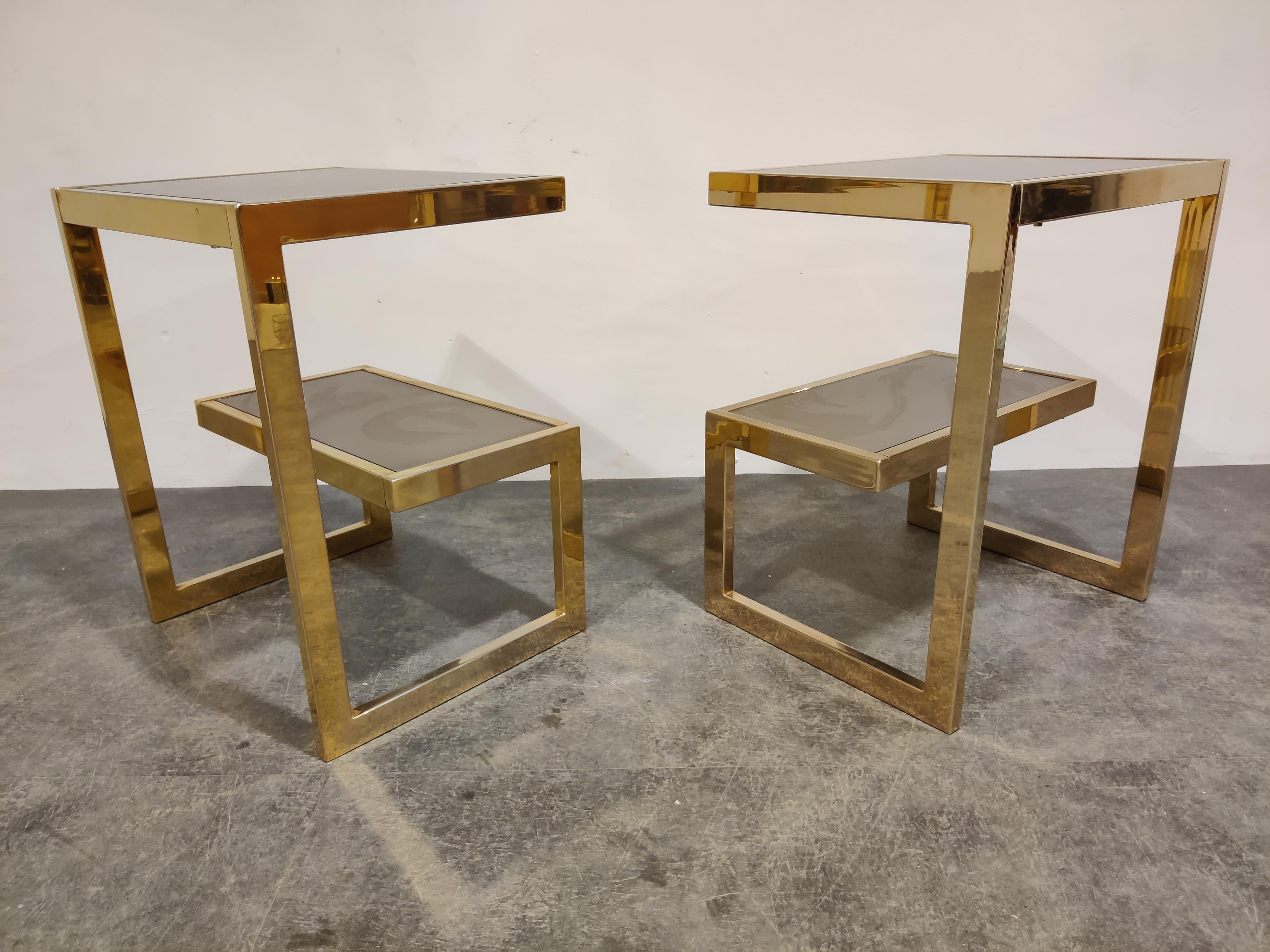 Late 20th Century Golden G Side Tables by Belgochrom, Set of Two, 1970s