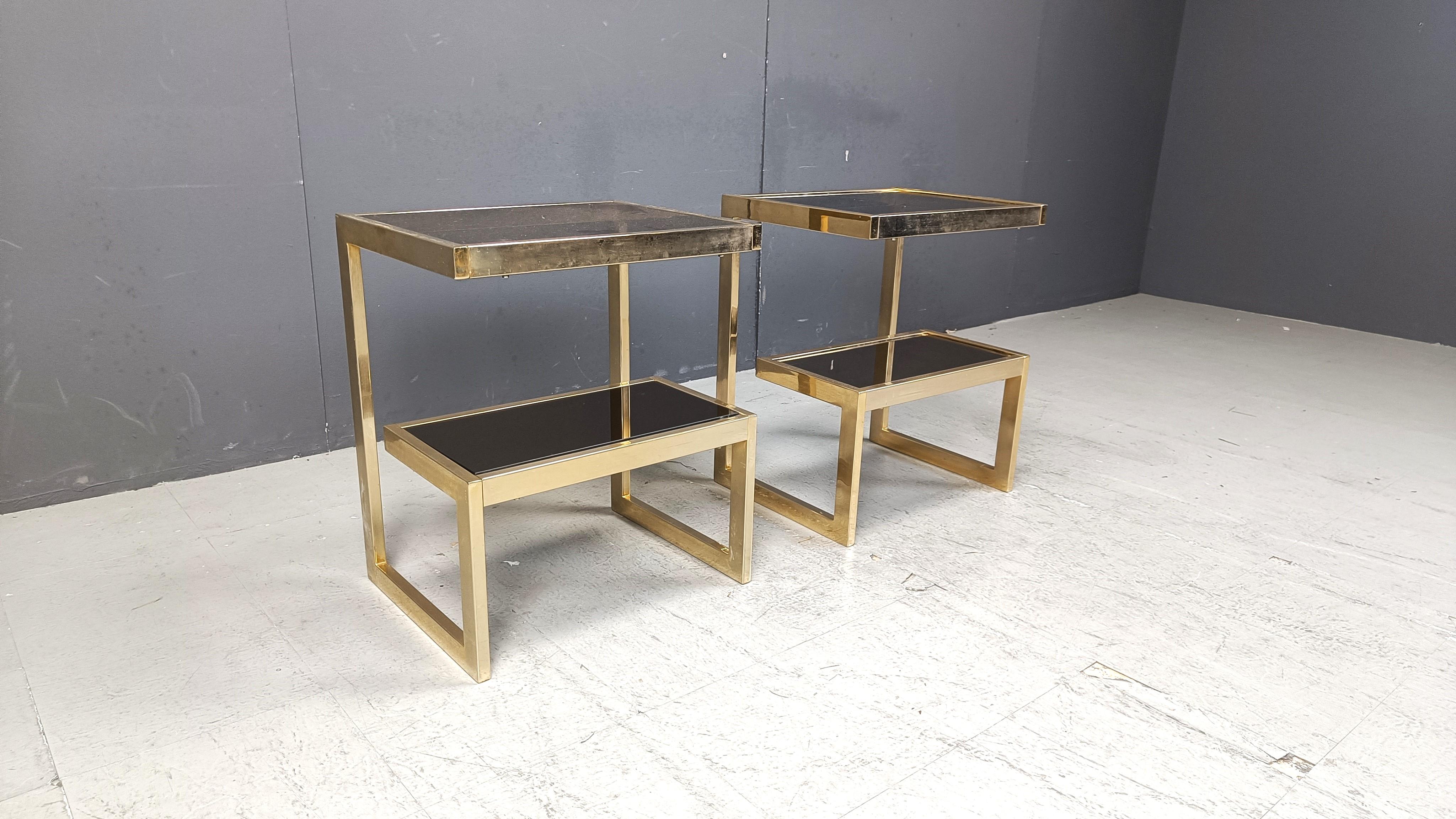 Or Tables d'appoint Golden G de Belgochrom, ensemble de deux, 1970