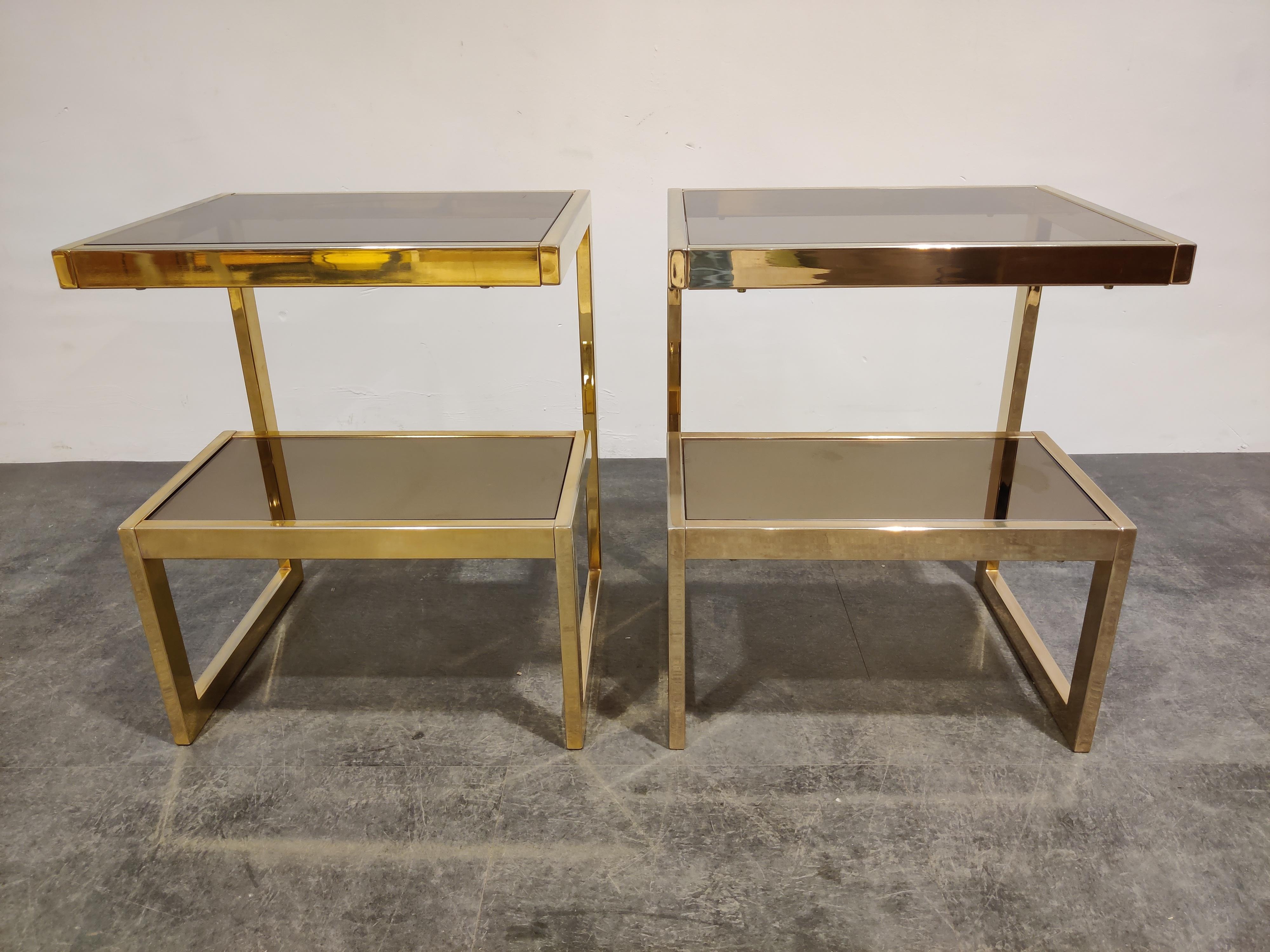 Golden G Side Tables by Belgochrom, Set of Two, 1970s 1
