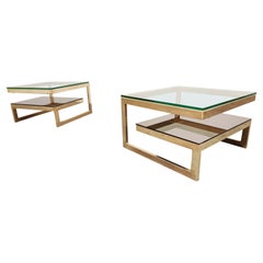 Golden G Side Tables by Belgochrom, Set of Two, 1970s