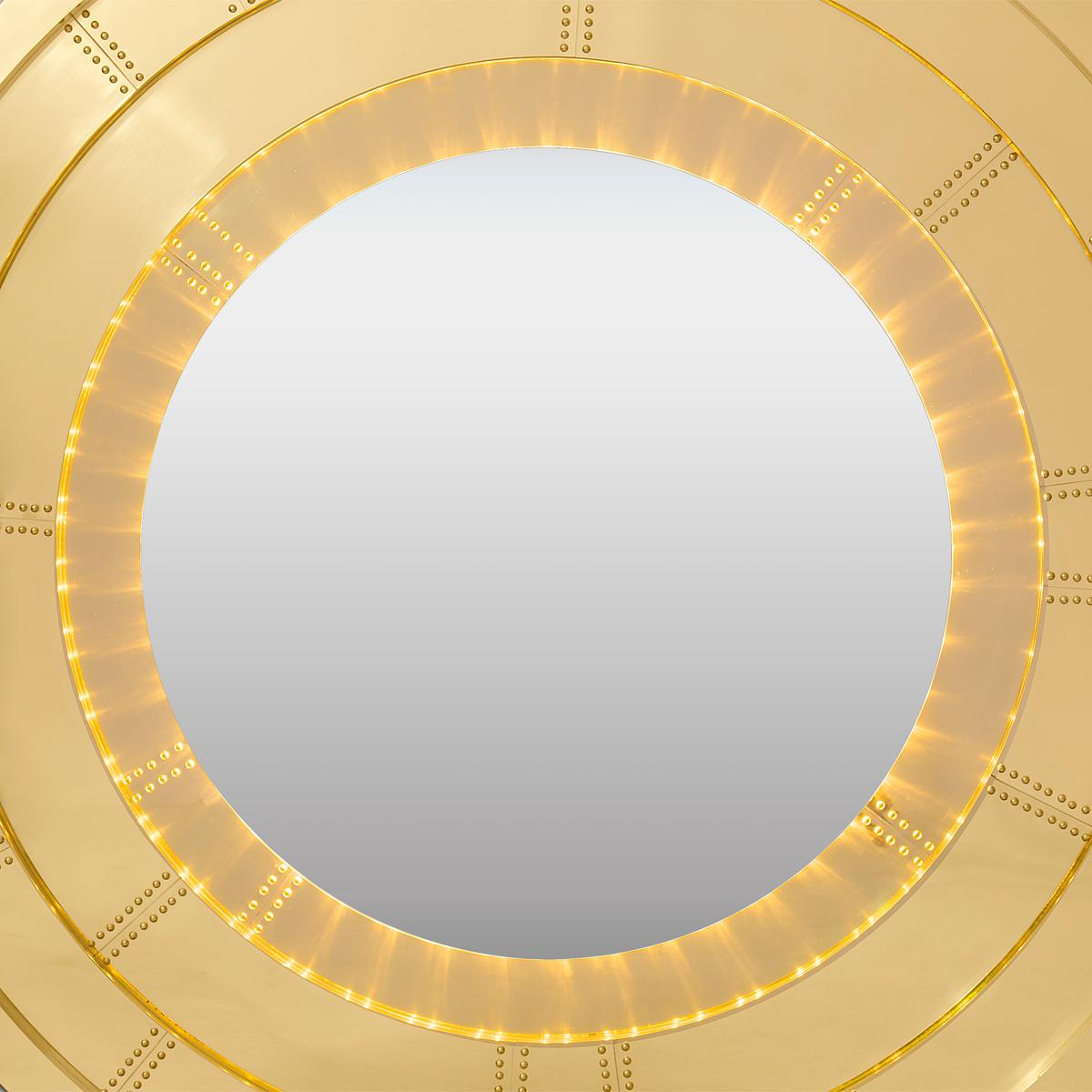 Goldener Gate-Spiegel mit massivem poliertem Messing (Handgefertigt) im Angebot