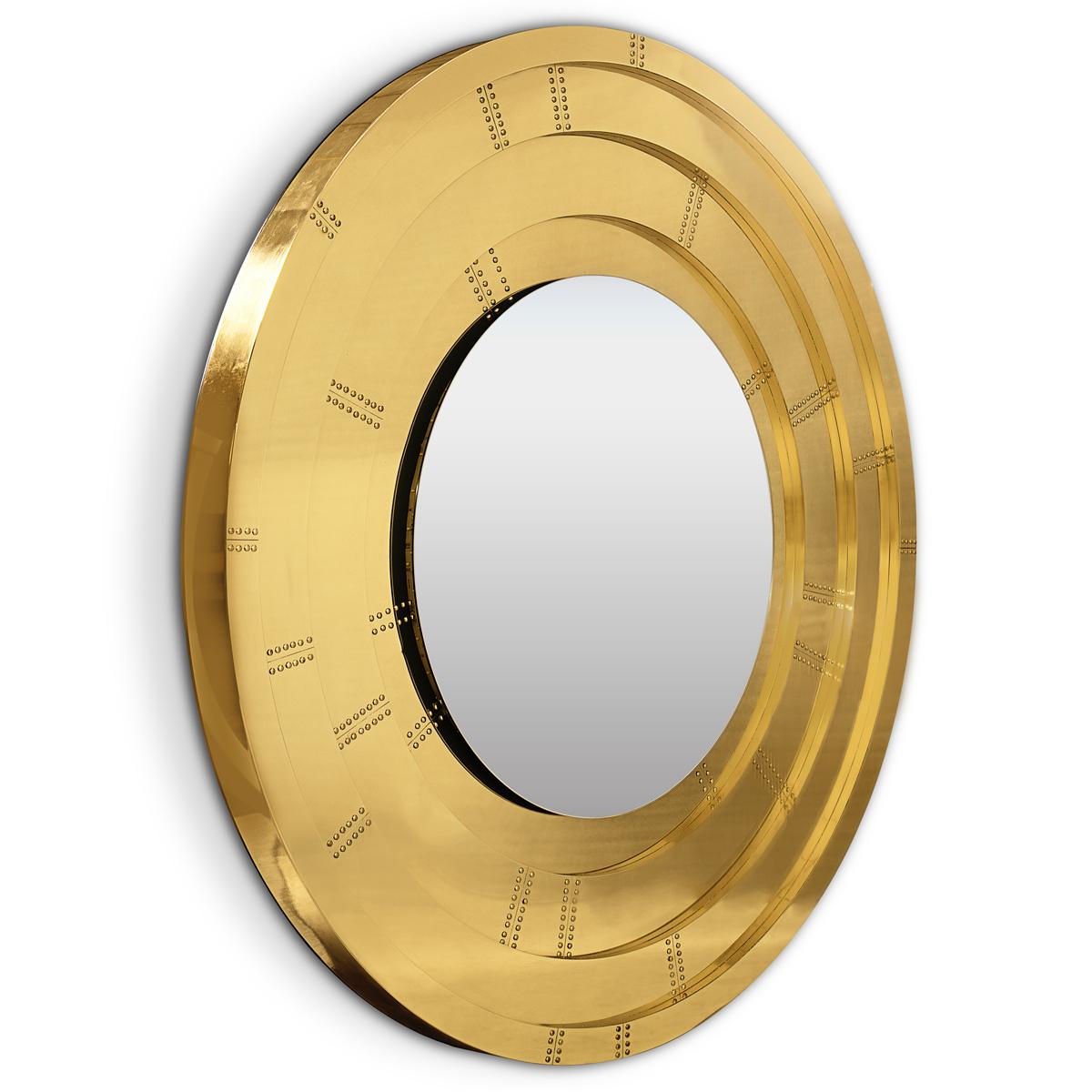 Hand-Crafted Golden Gate Mirror with Solid Polished Brass For Sale