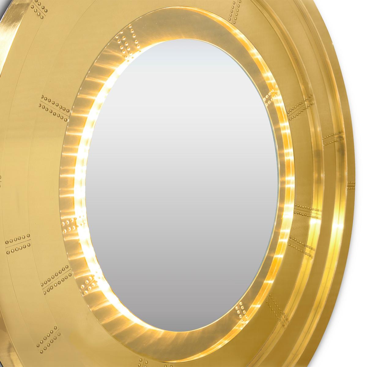 Laiton Miroir Golden Gate avec laiton poli massif en vente