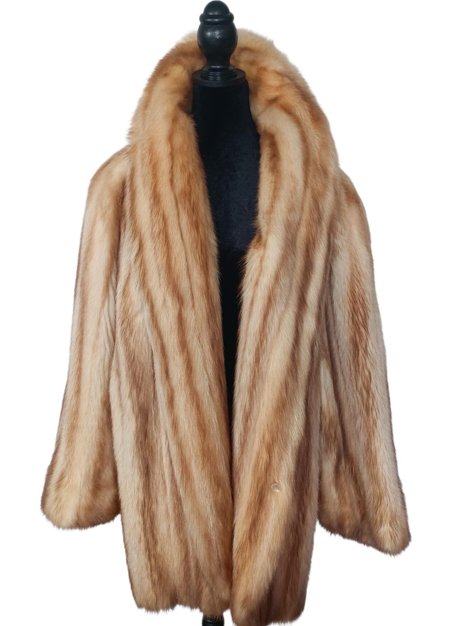 Abrigo de piel de marta alemana dorada (Talla 16/ L) en venta 4