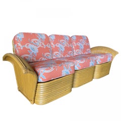 "Golden Girls" Art Deco Rattan Fan Arm 3-Seat Sofa Lounge Chair Livingroom Set