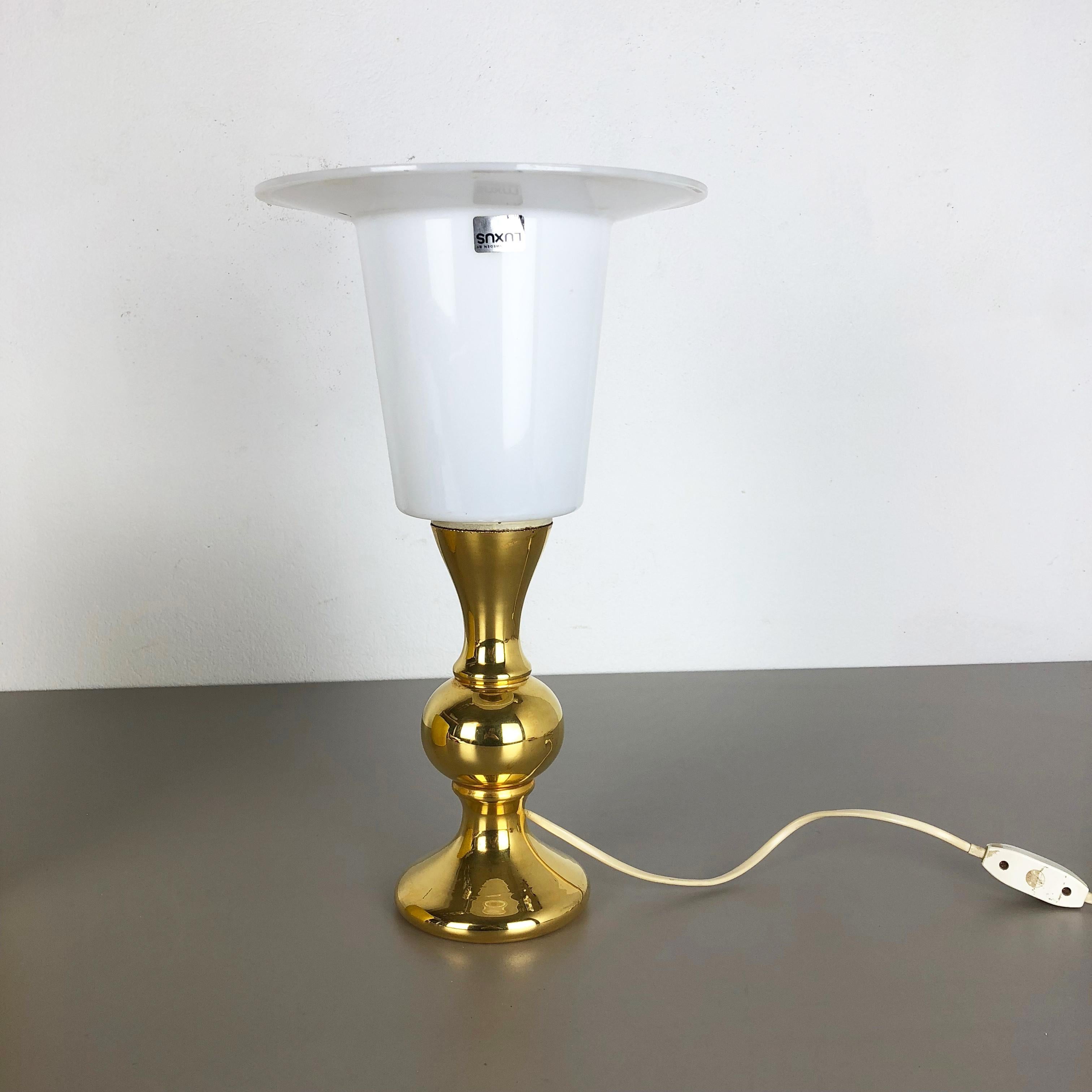 Mid-Century Modern Golden Glass Table Light by Uno & Östen Kristiansson Luxus Vittsjö, Sweden 1970s For Sale