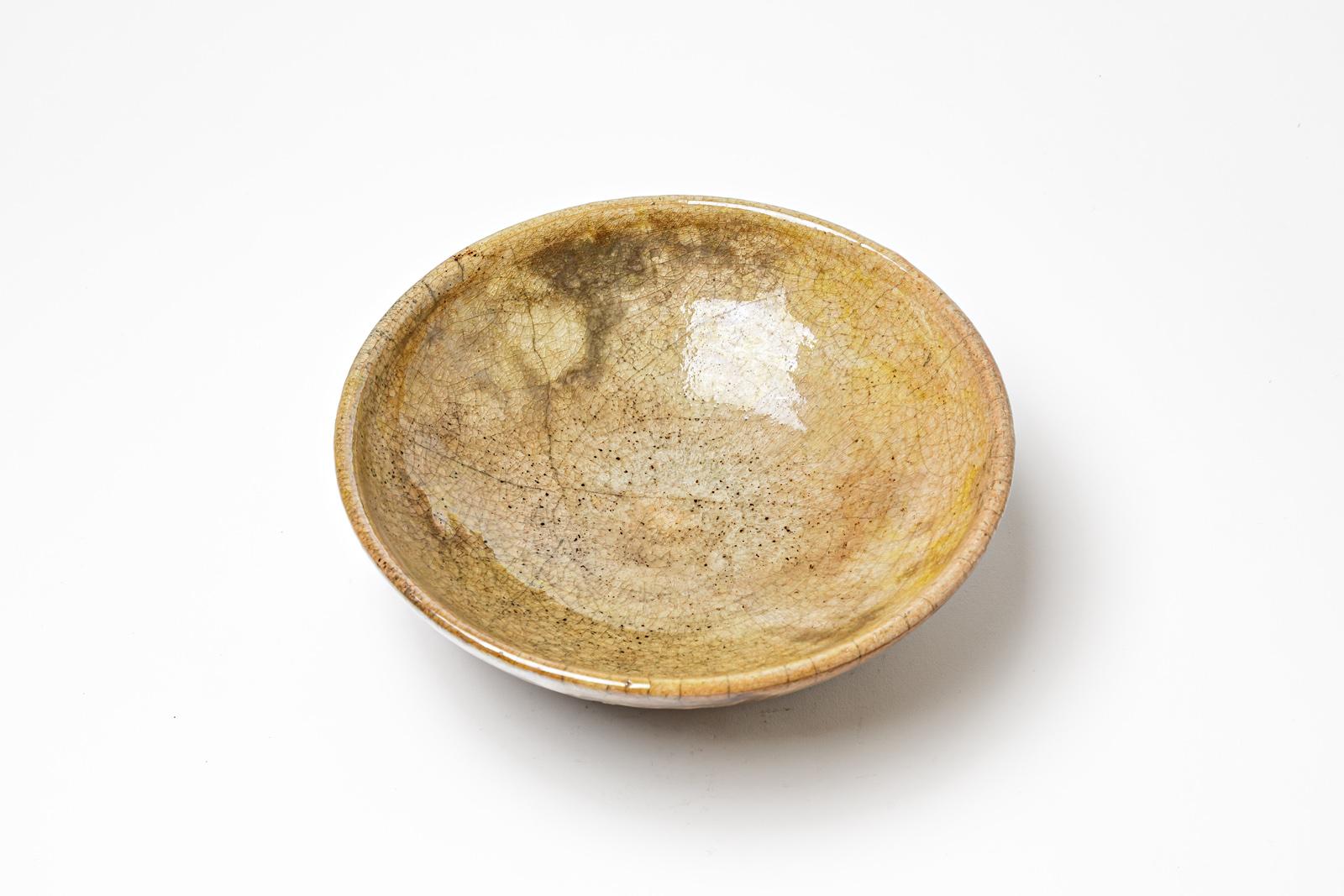 20th Century Golden glazed ceramic cup with metallic highlights by Gisèle Buthod Garçon, 1990 For Sale