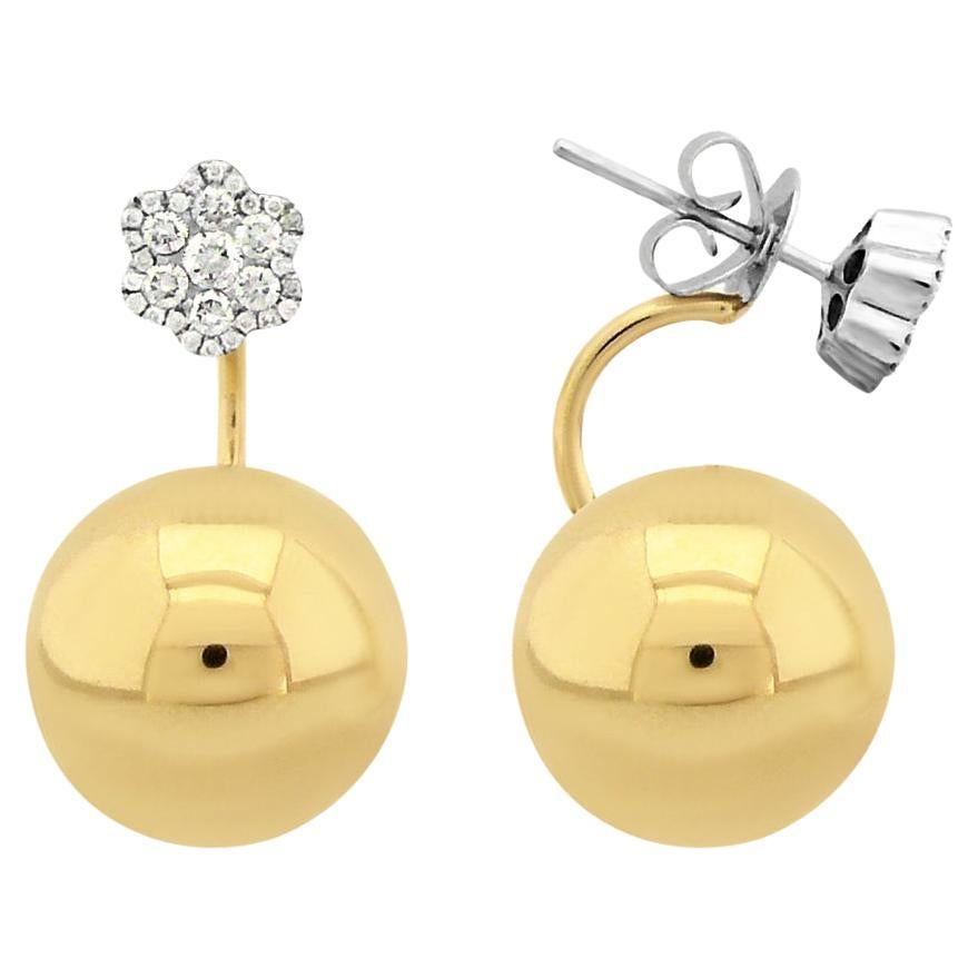 Boucles d'oreilles Ball and Ball en or 18K 15MM avec diamant Golden Globe