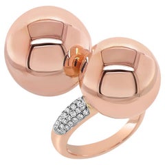 Golden Globe White Diamond 18K Rose Gold Ball Ring