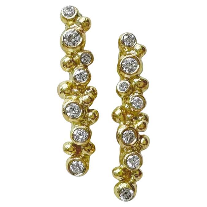 Golden Glow Gleam Earrings by Agneta Bugyte in 18K Yellow Gold with Diamonds For Sale