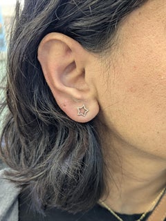 Golden Glow Star Studs with Natural Diamonds Accents: Solid 14k Rose Gold