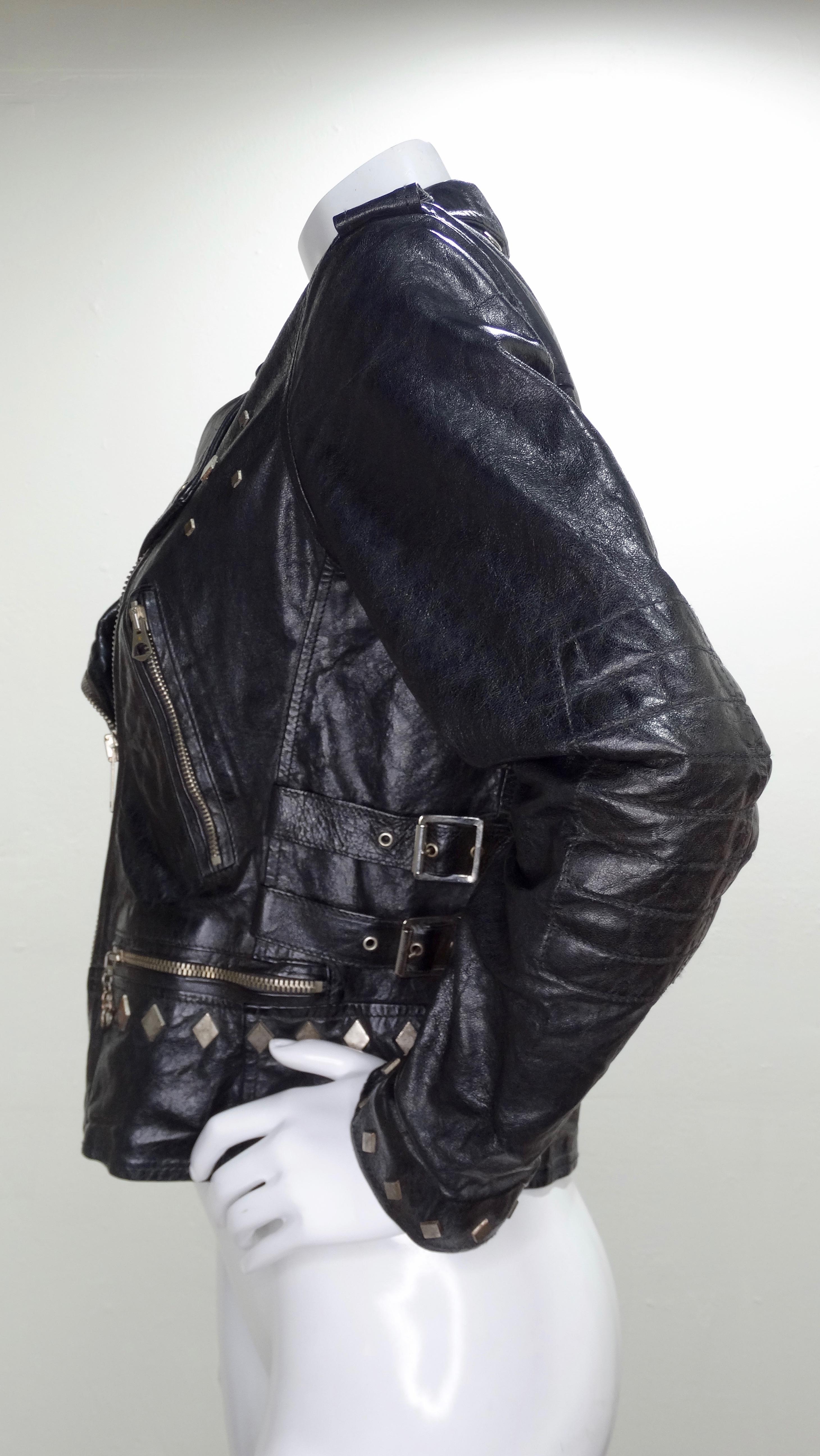 Golden Goose 2000s Distressed Leather Motorcycle Jacket  2