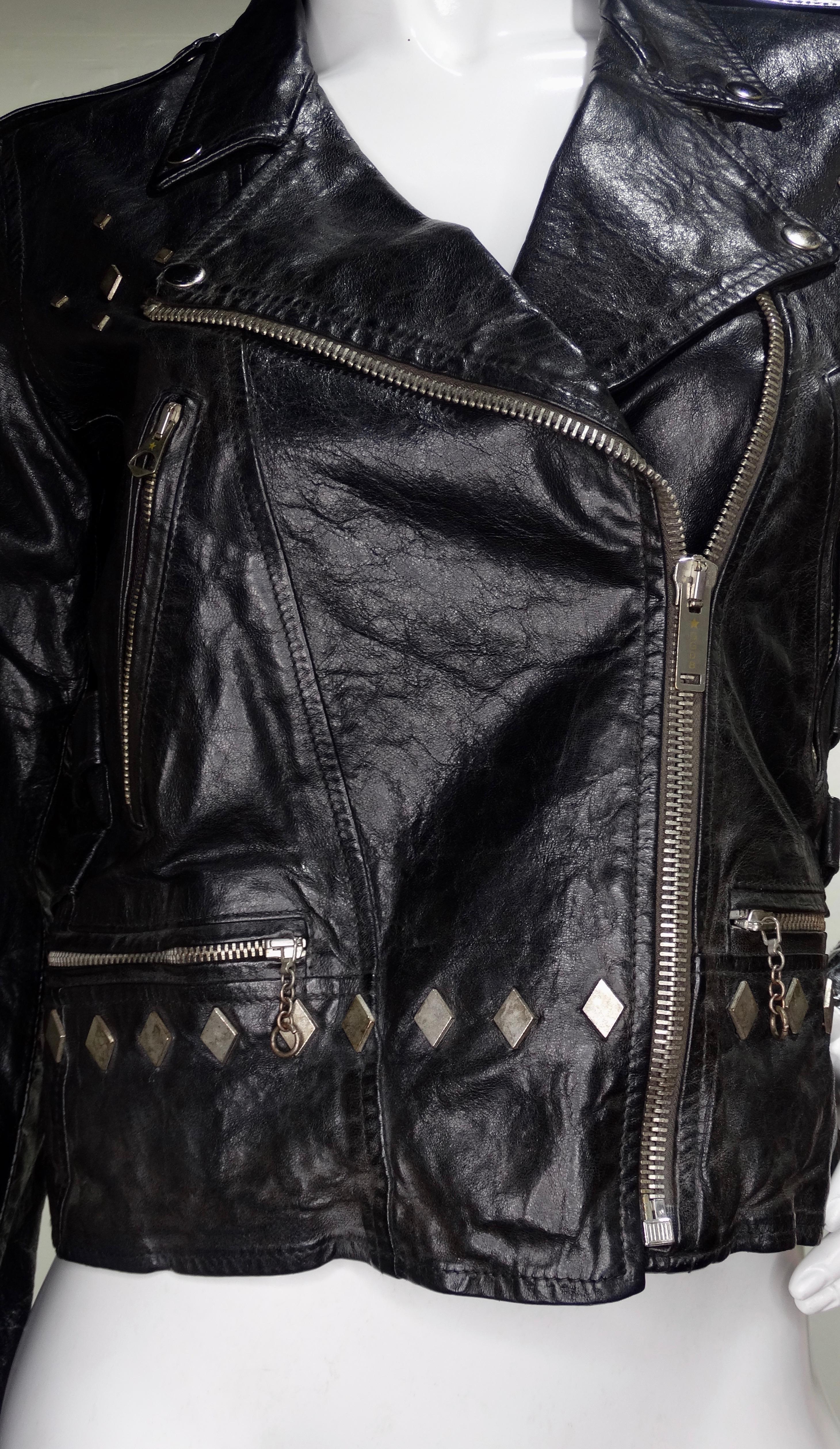 Golden Goose 2000s Distressed Leather Motorcycle Jacket  3