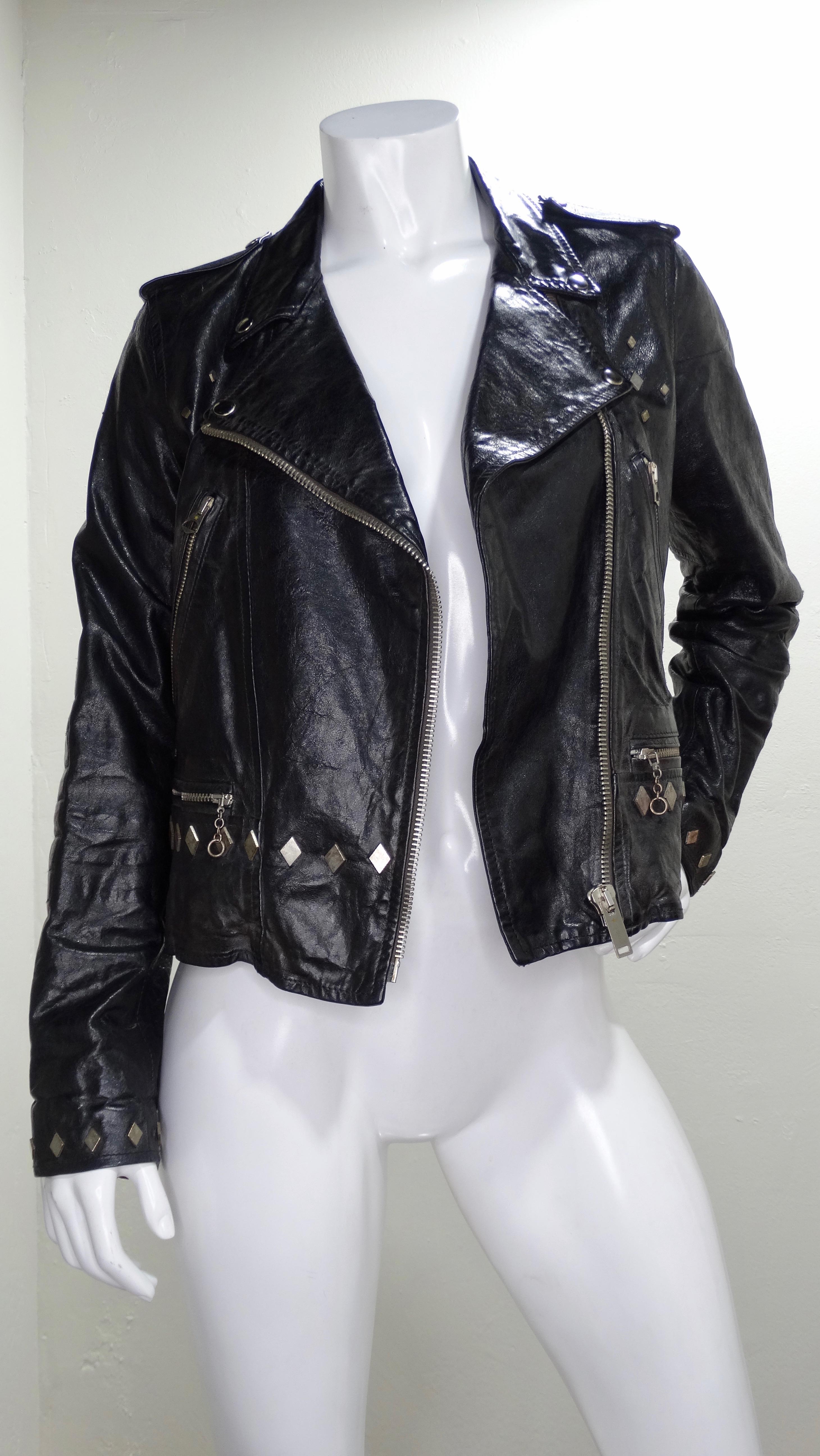 Golden Goose 2000s Distressed Leather Motorcycle Jacket  5