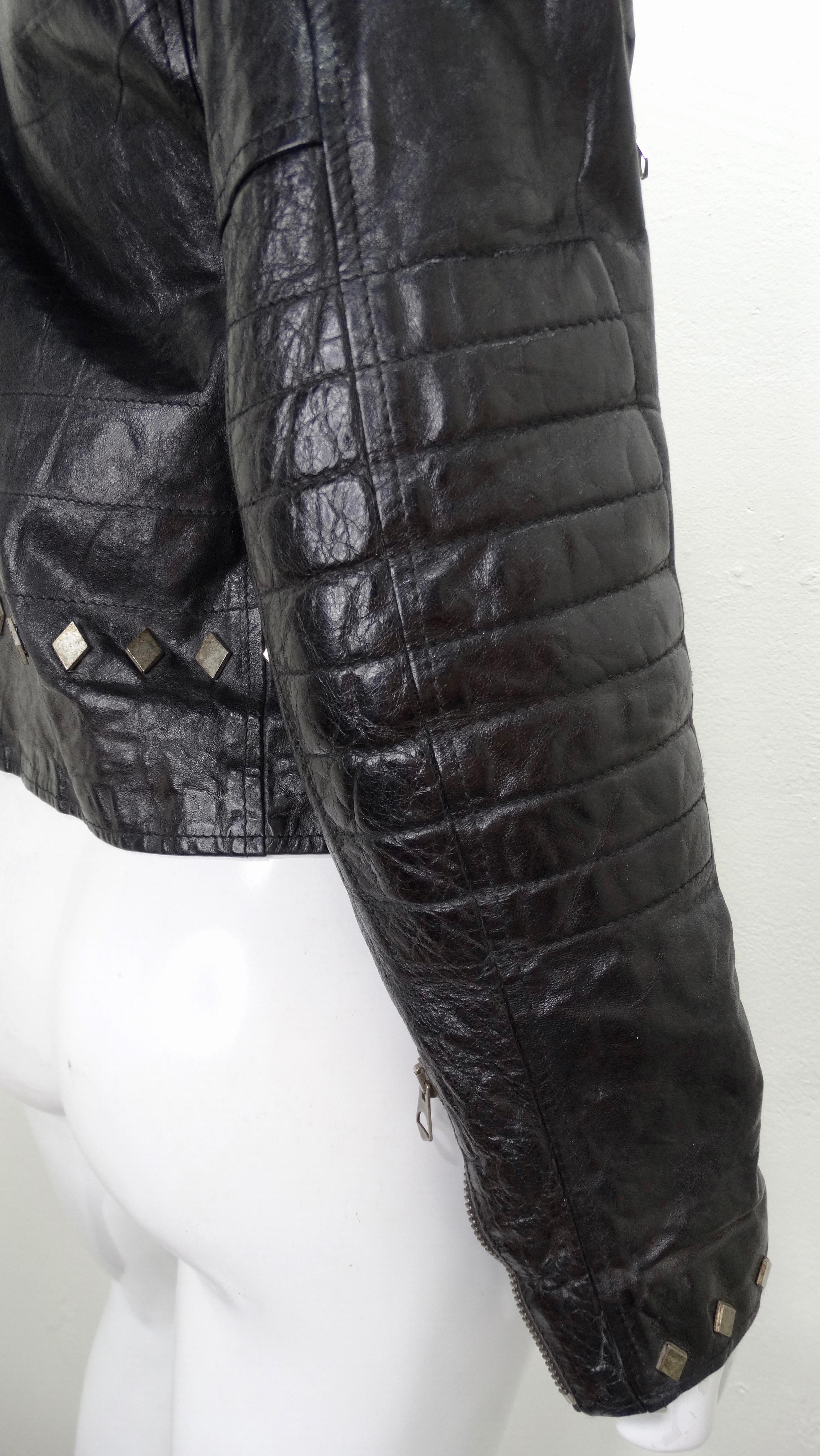 Golden Goose 2000s Distressed Leather Motorcycle Jacket  In Good Condition In Scottsdale, AZ