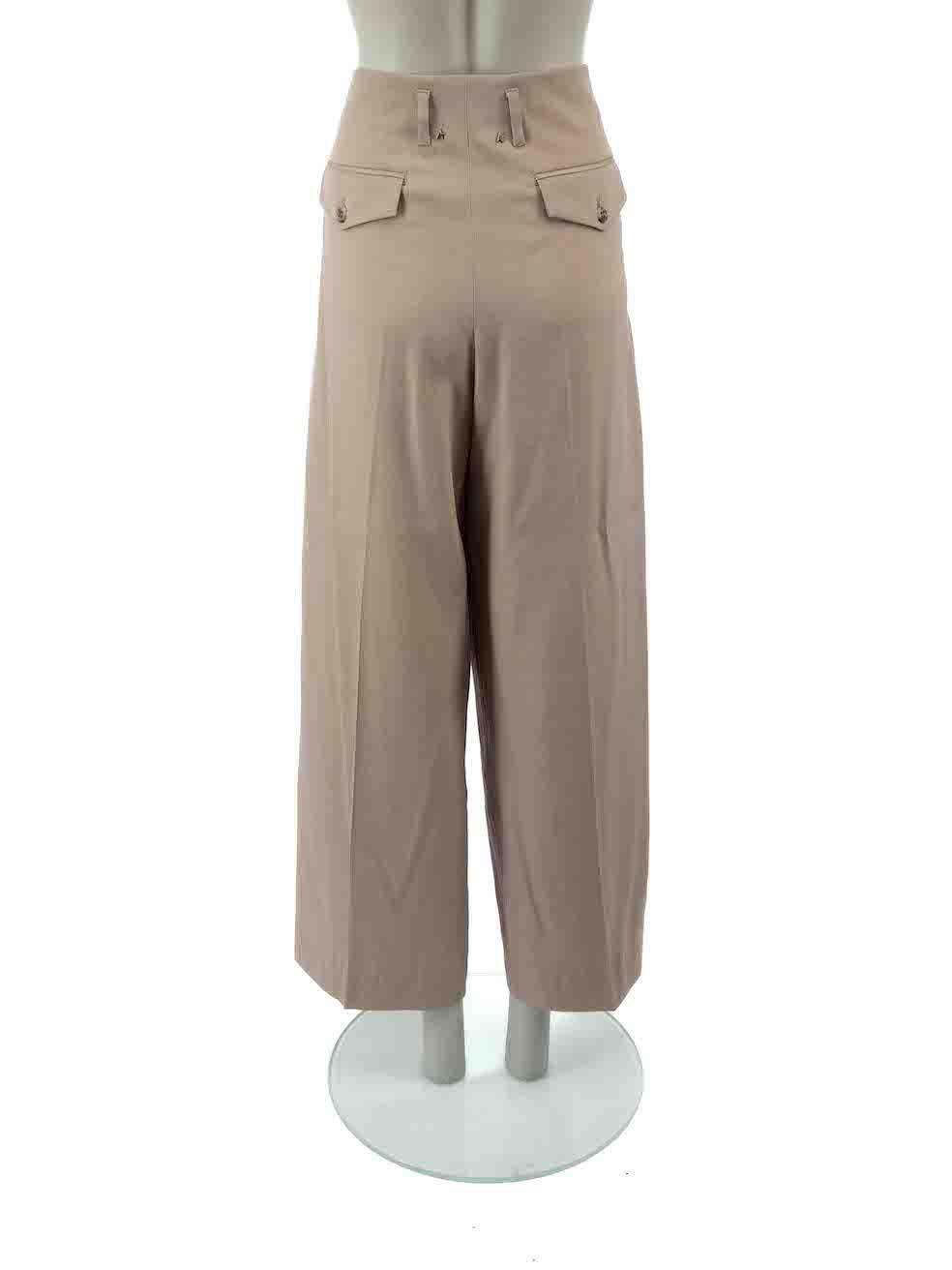 Golden Goose Beige Wool Wide Leg Trousers Size L In New Condition In London, GB