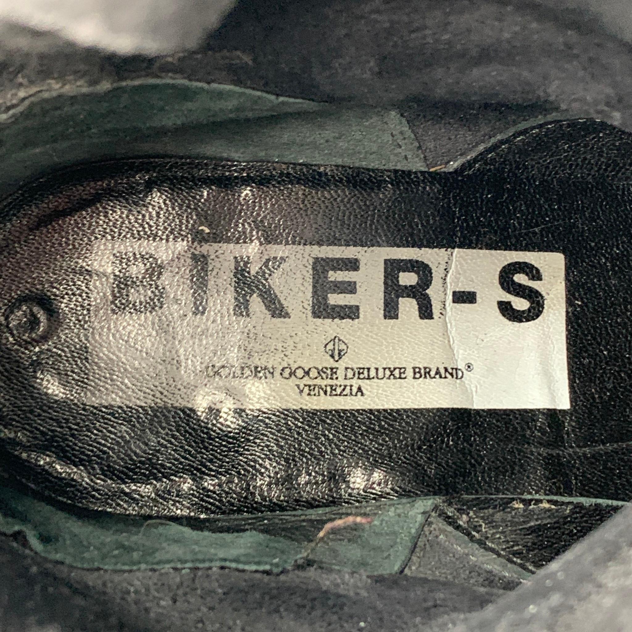 GOLDEN GOOSE Bikers Deluxe Brand Size 9 Black Leather Bike Boots In Good Condition In San Francisco, CA