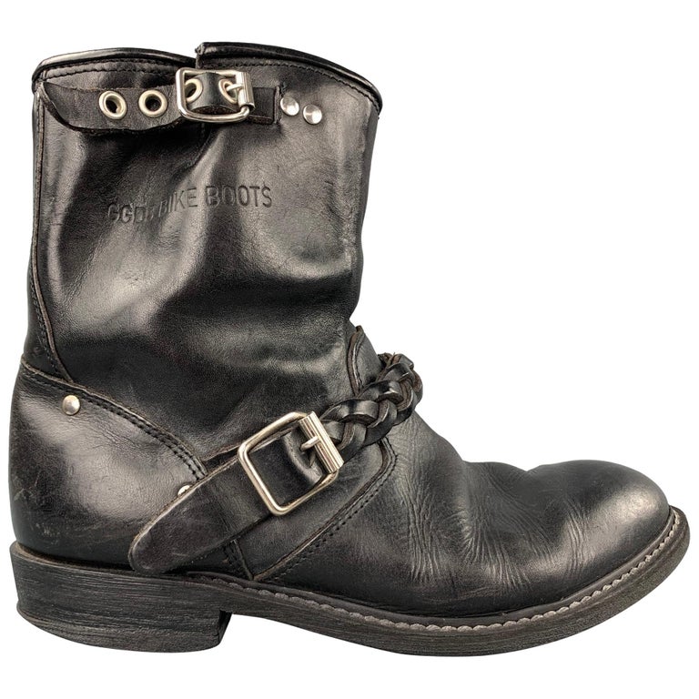 GOLDEN GOOSE Bikers Deluxe Brand Size 9 Black Leather Bike Boots at 1stDibs