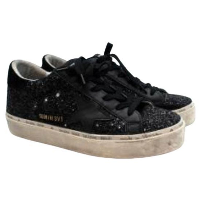 Golden Goose Black Glitter Superstar Sneakers For Sale at 1stDibs