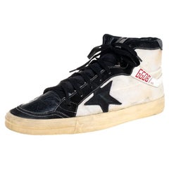 Golden Goose Black Leather And Canvas 2.12 High Top Sneakers Taille 44