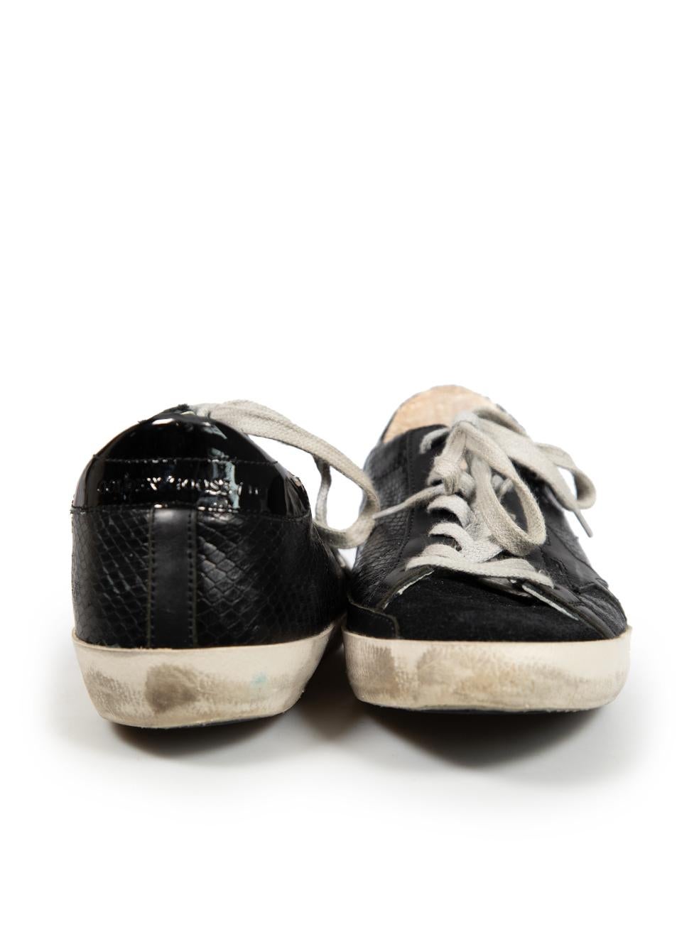 Golden Goose Black Leather Superstar Trainers Size IT 37 In Good Condition For Sale In London, GB