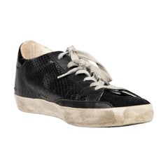 Golden Goose Superstar-Turnschuhe aus schwarzem Leder Größe IT 37