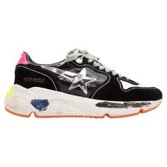 Baskets Golden Goose en daim et cuir noirs et multicolores