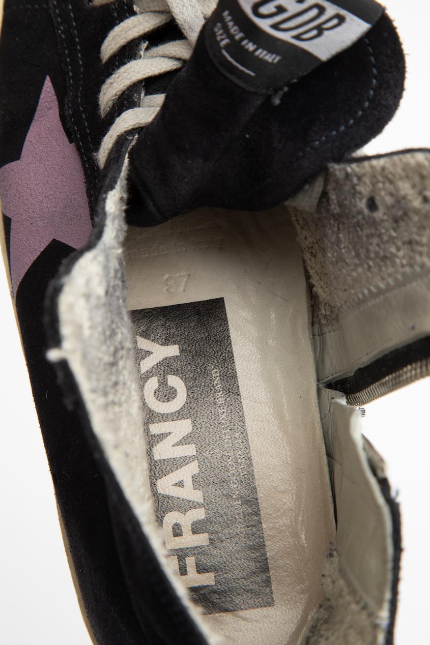 Golden Goose Black Suede Francy High Top Trainers Size IT 37 For Sale 1