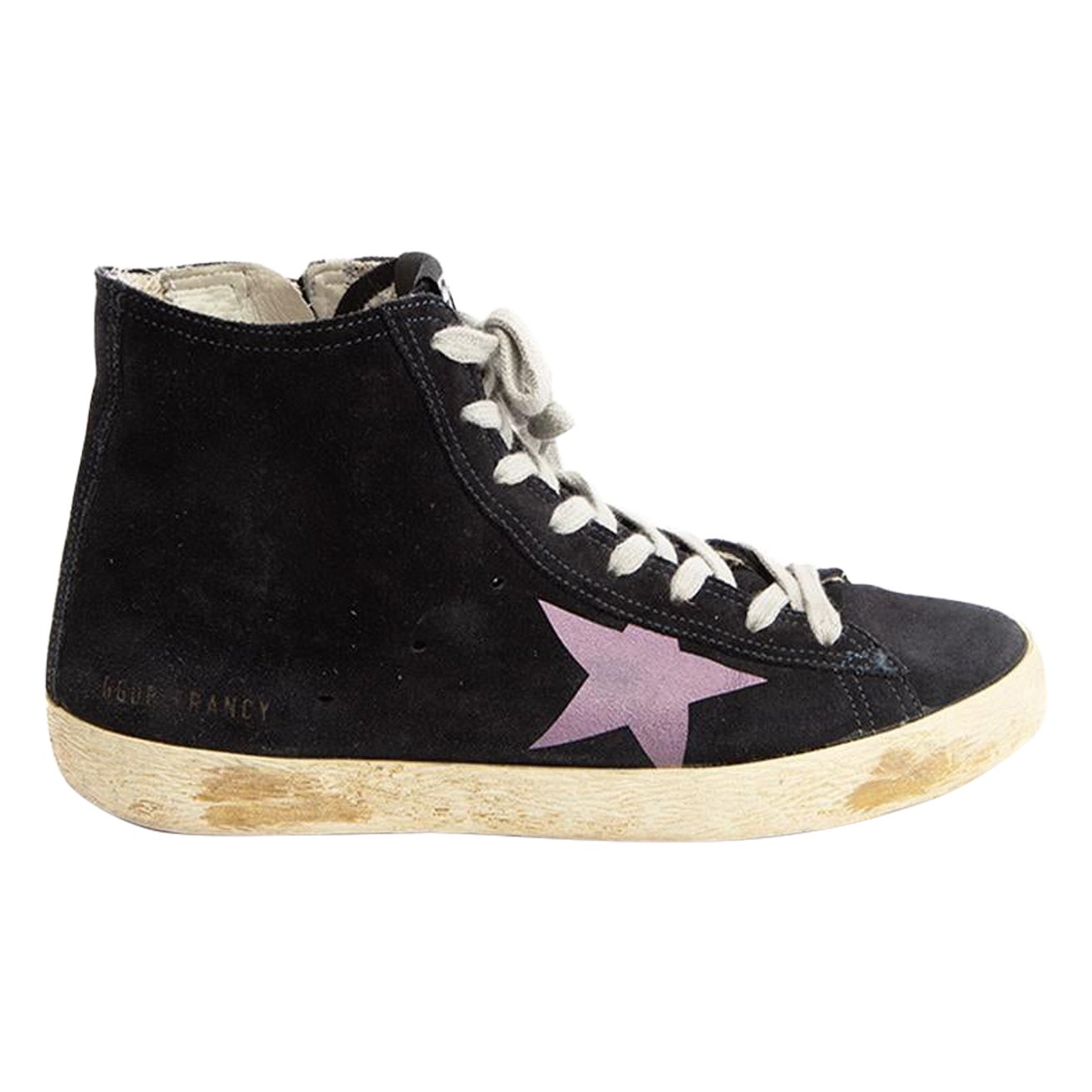 Golden Goose Black Suede Francy High Top Trainers Size IT 37