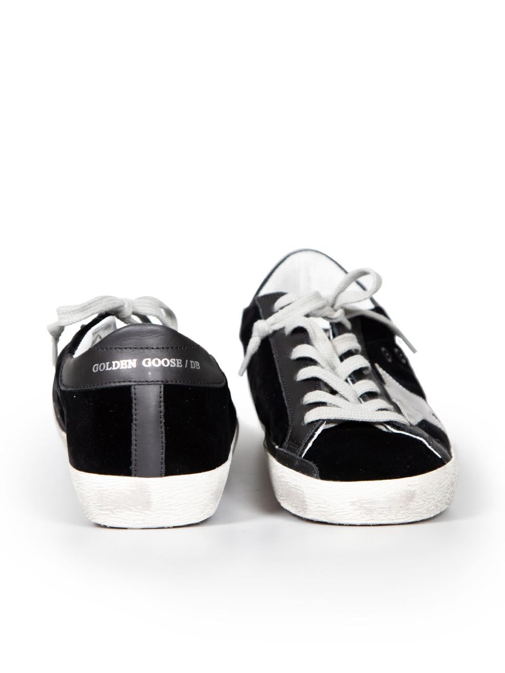 Golden Goose Black Velvet Superstar Lace-Up Trainers Size EU 37 In New Condition For Sale In London, GB