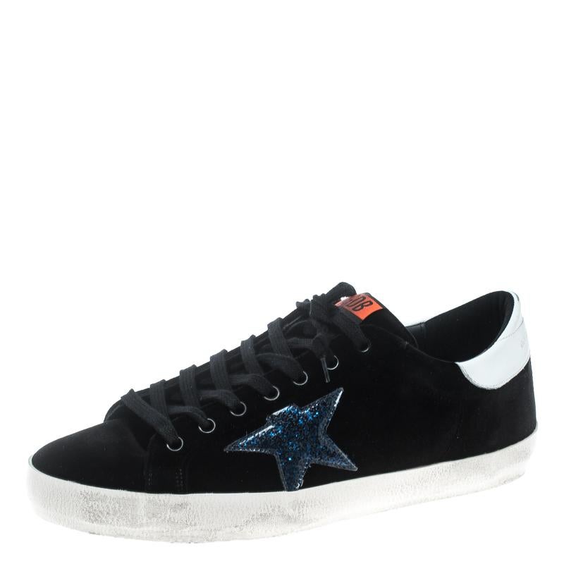 Black velvet golden goose sneakers