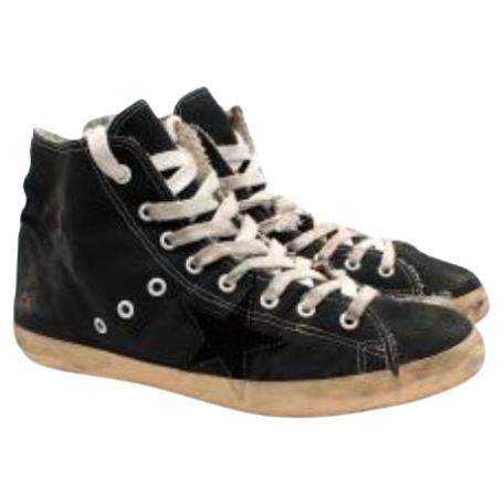 Golden Goose Black and White Distressed Superstar High Tops For