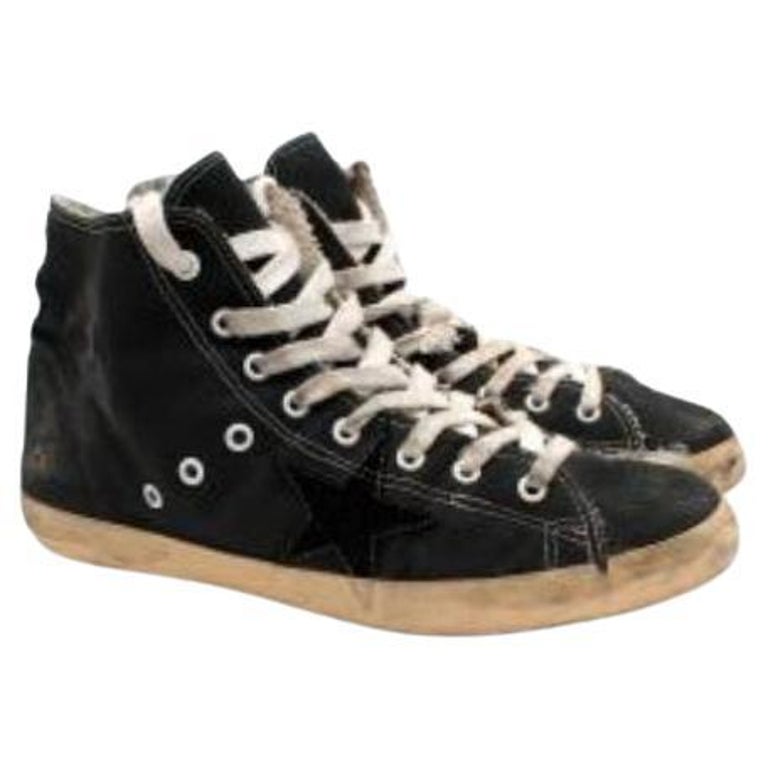Golden Goose Black and White Distressed Superstar High Tops For Sale at ...