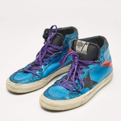 Golden Goose Blue/Black Leather High Top Sneakers Size 39