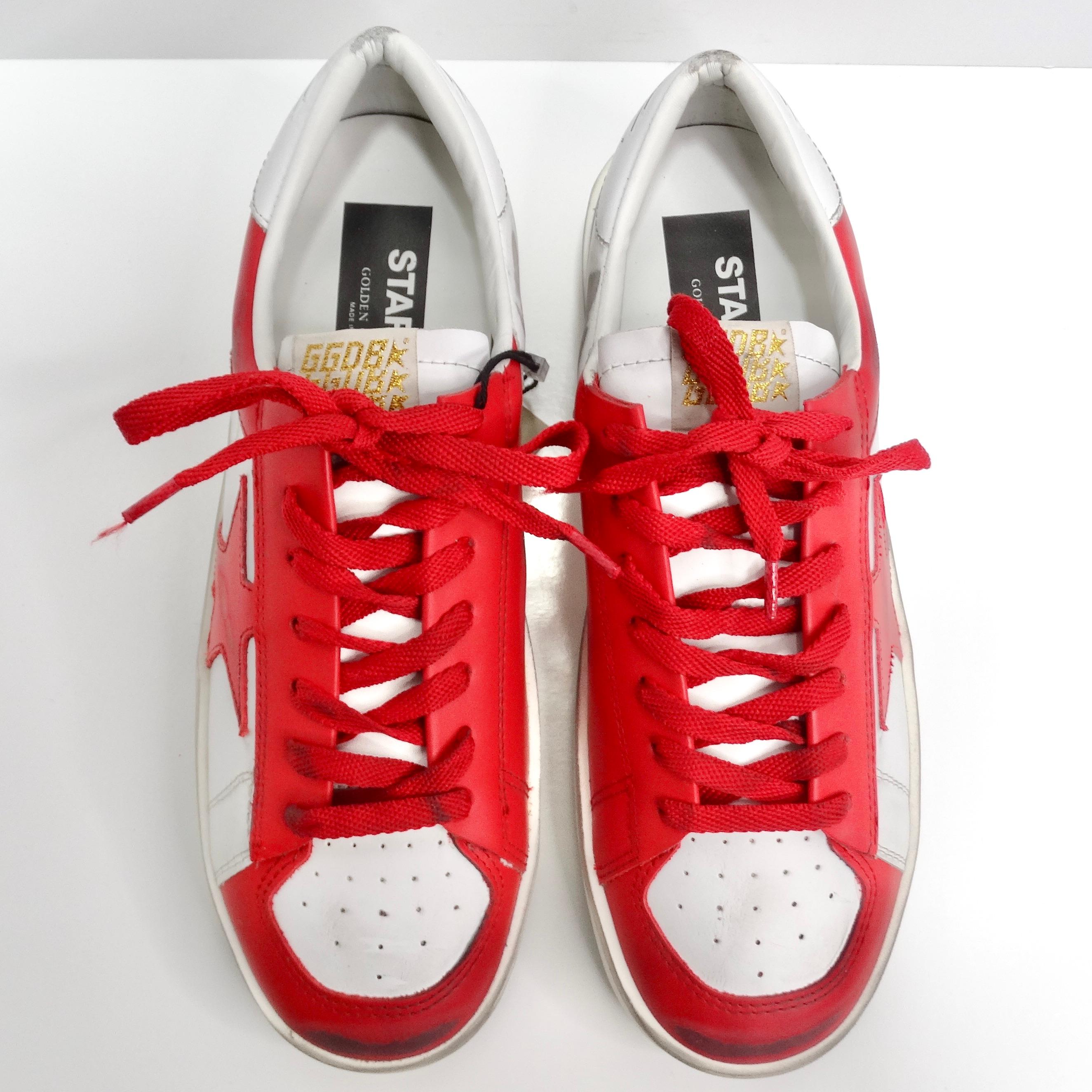 Golden Goose Brand New Stardan Leather Sneakers Red In New Condition In Scottsdale, AZ