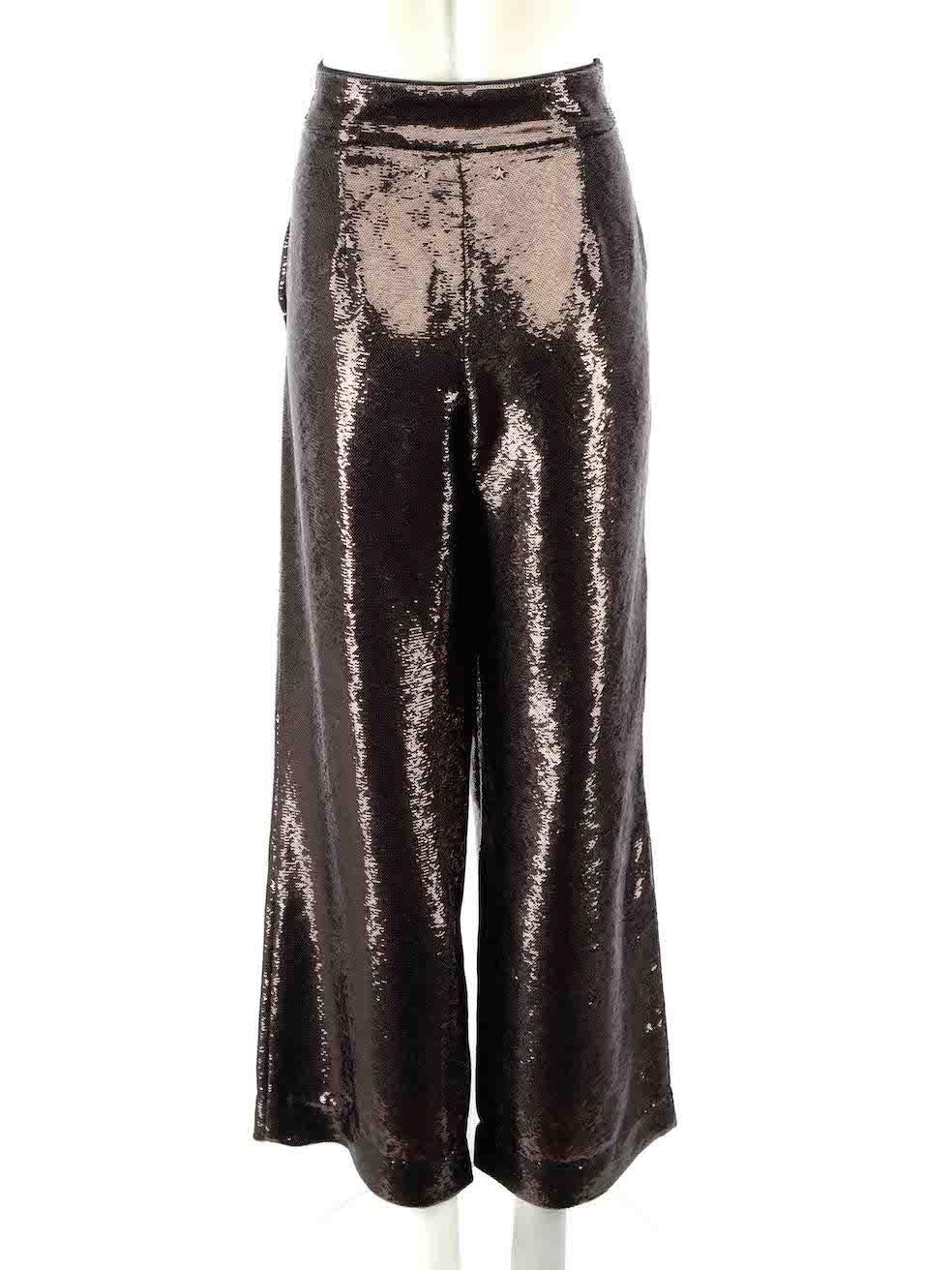 Golden Goose Brown Sequinned Wide Leg Trousers Size L In Excellent Condition For Sale In London, GB